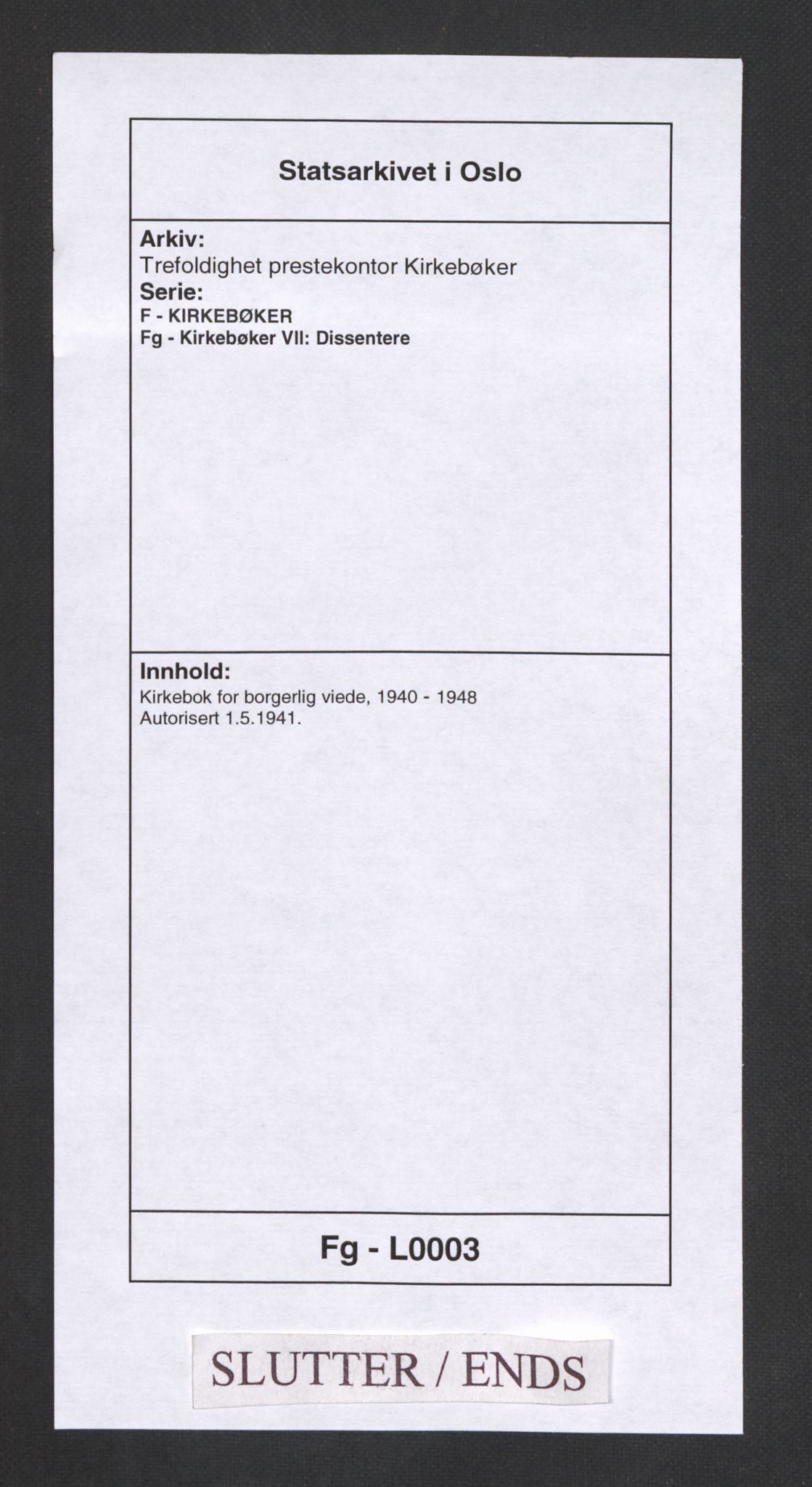 Trefoldighet prestekontor Kirkebøker, SAO/A-10882/F/Fg/L0003: Ministerialbok nr. VII 3, 1940-1948