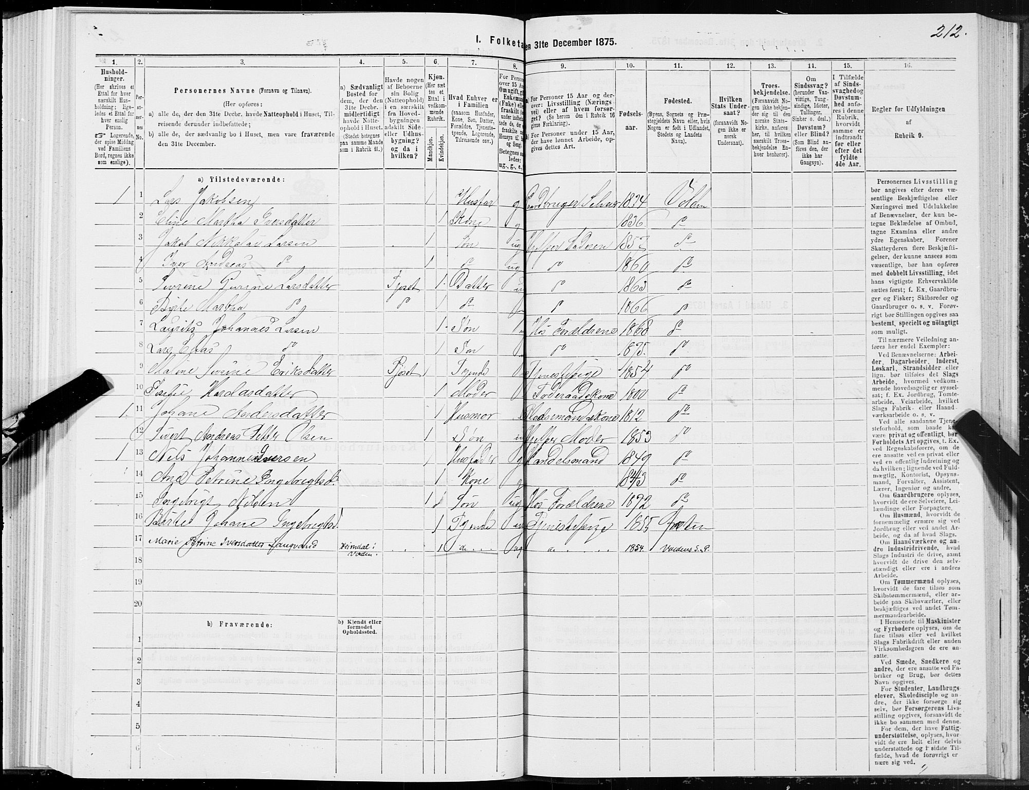 SAT, Folketelling 1875 for 1519P Volda prestegjeld, 1875, s. 5212