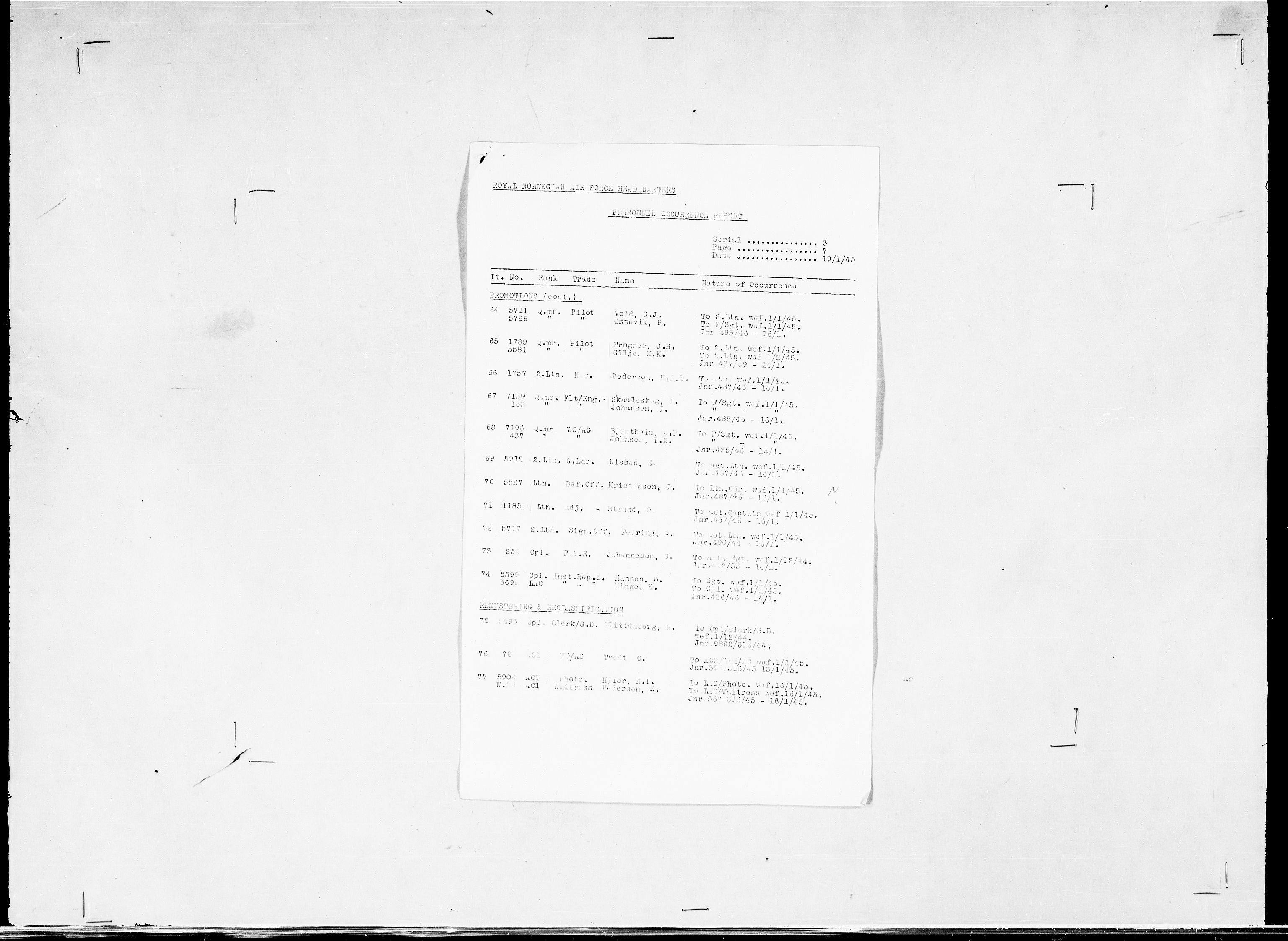 Forsvaret, Flyvåpnenes treningsleir 1940-1945, AV/RA-RAFA-3974/V/L0038: Ekspedisjonskontoret. 8. Personellkontoret, 1940-1945