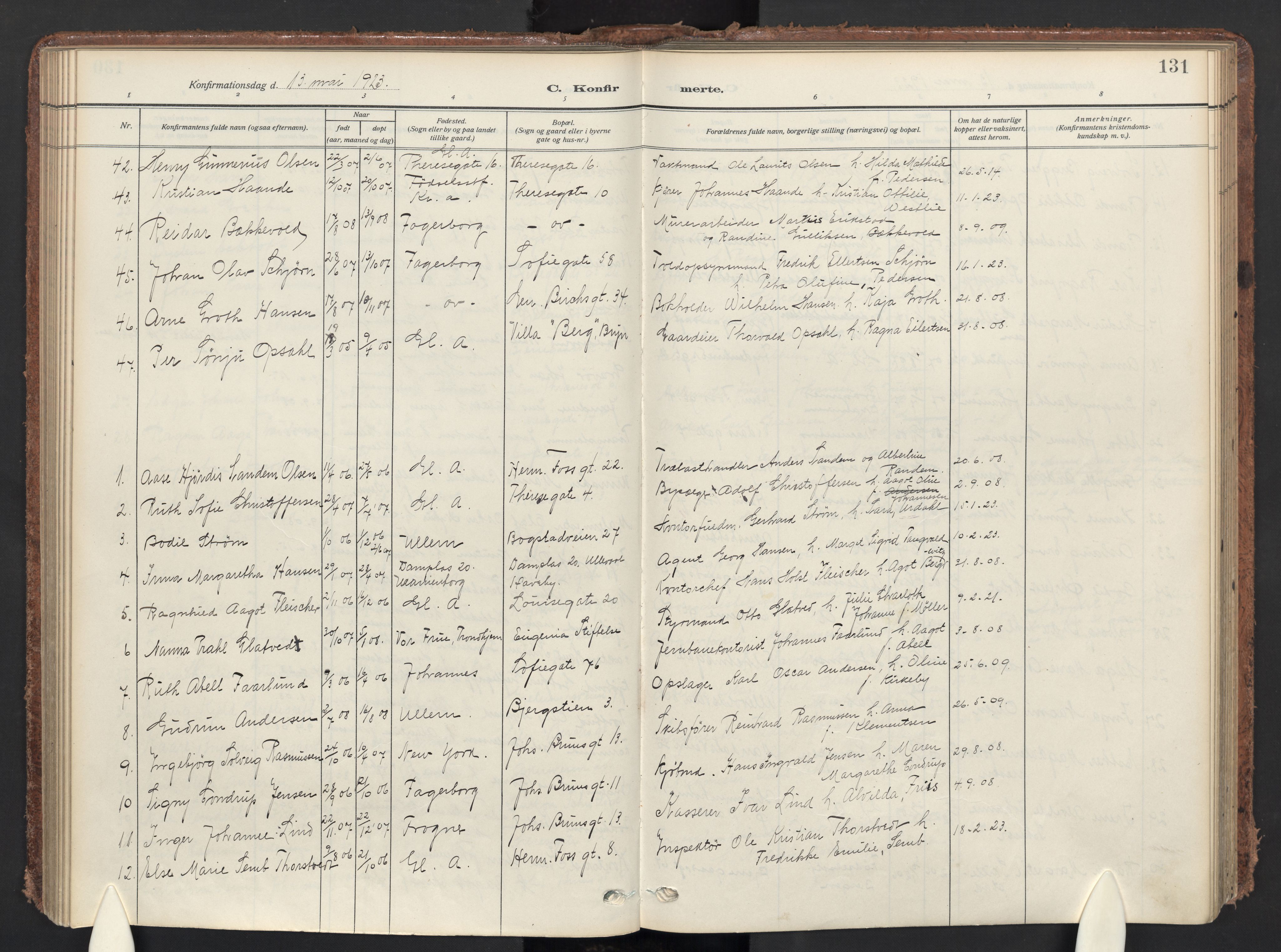 Gamle Aker prestekontor Kirkebøker, AV/SAO-A-10617a/F/L0015: Ministerialbok nr. 15, 1911-1924, s. 131