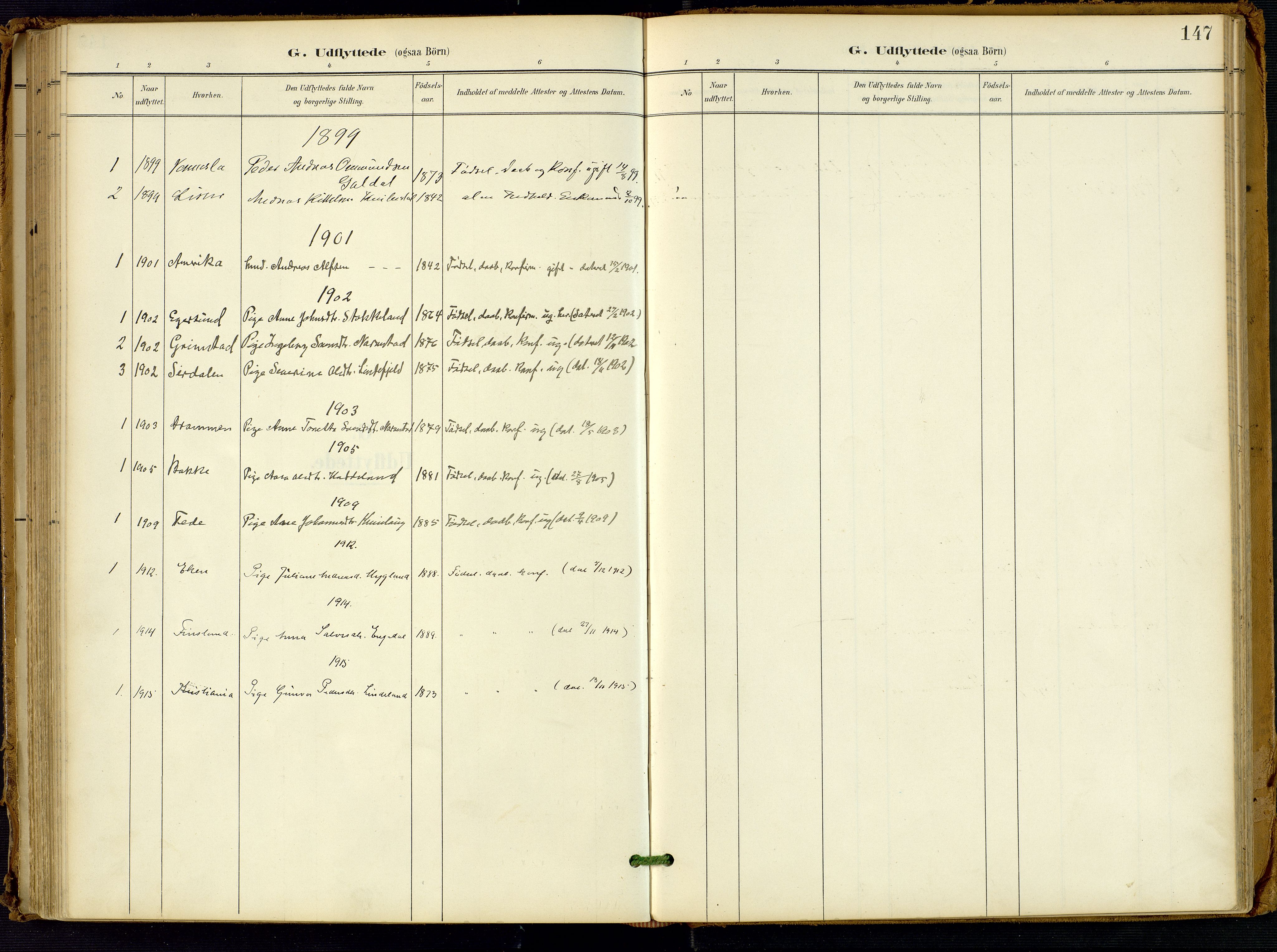 Fjotland sokneprestkontor, SAK/1111-0010/F/Fa/L0003: Ministerialbok nr. A 3, 1899-1917, s. 147