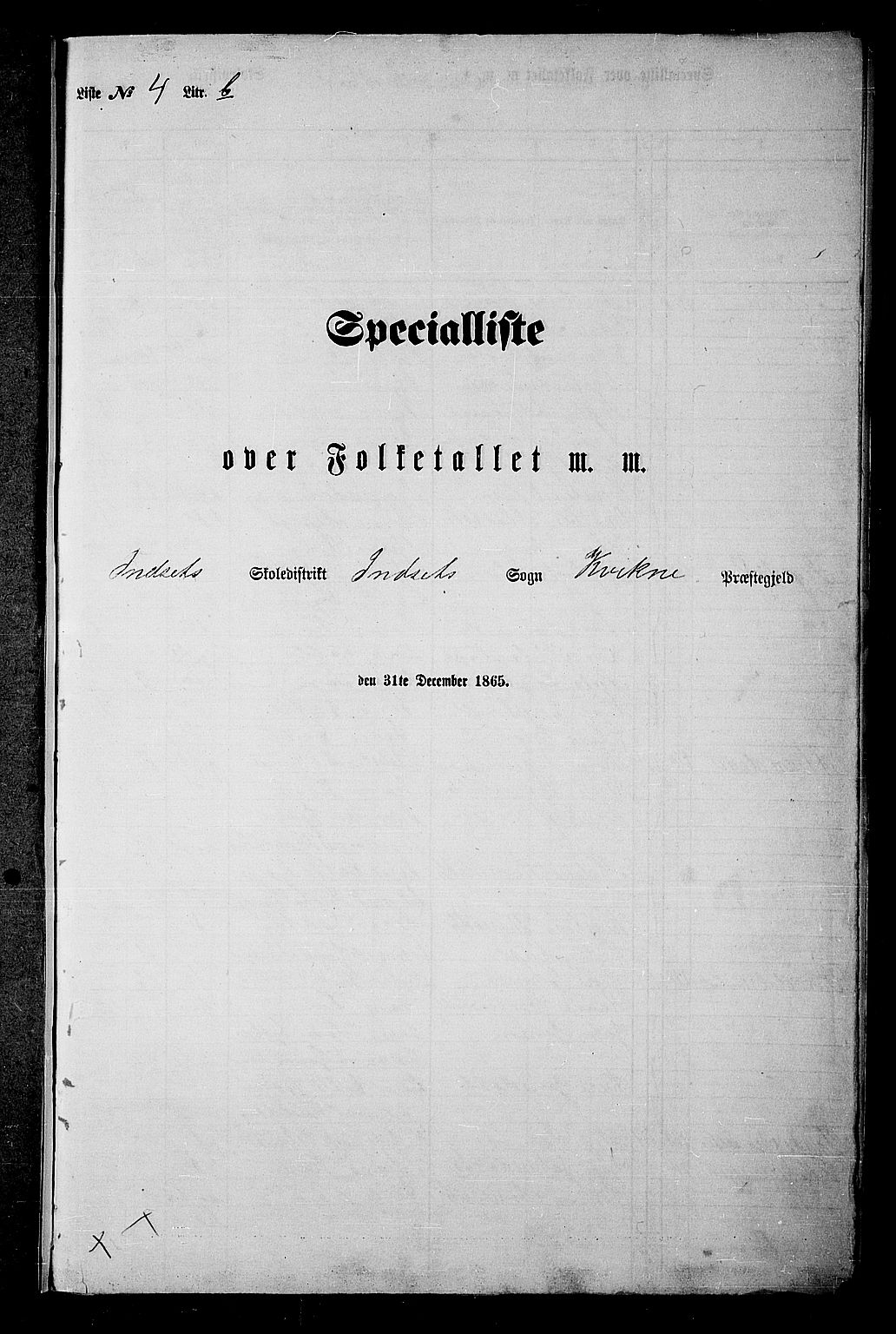 RA, Folketelling 1865 for 0440P Kvikne prestegjeld, 1865, s. 56