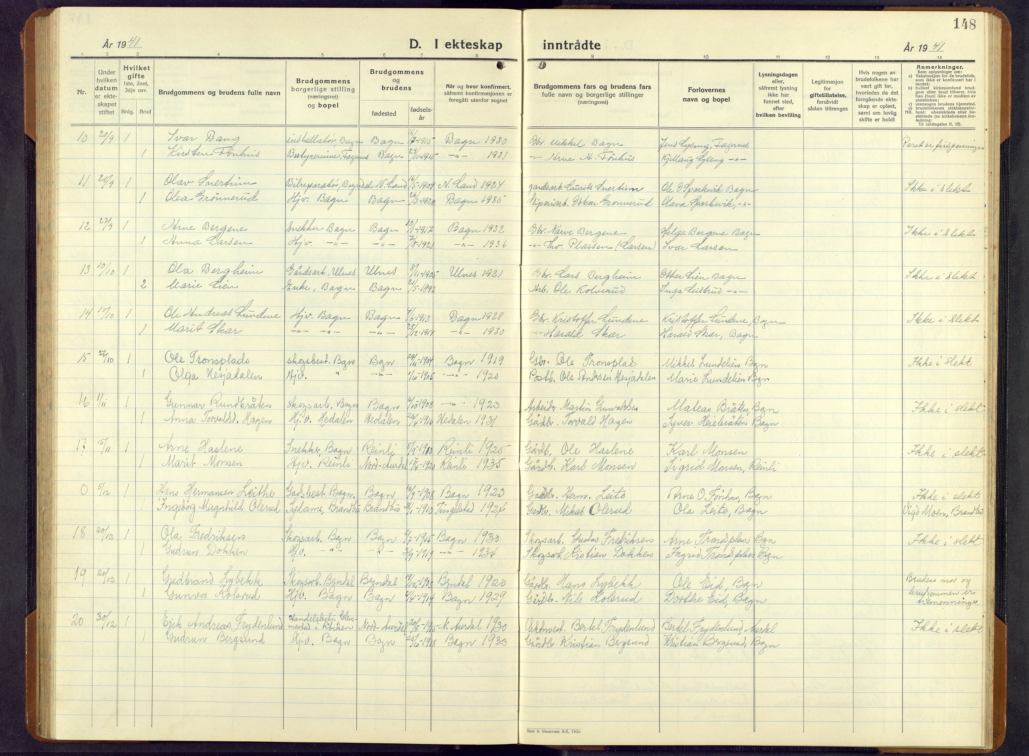 Sør-Aurdal prestekontor, SAH/PREST-128/H/Ha/Hab/L0011: Klokkerbok nr. 11, 1922-1950, s. 148