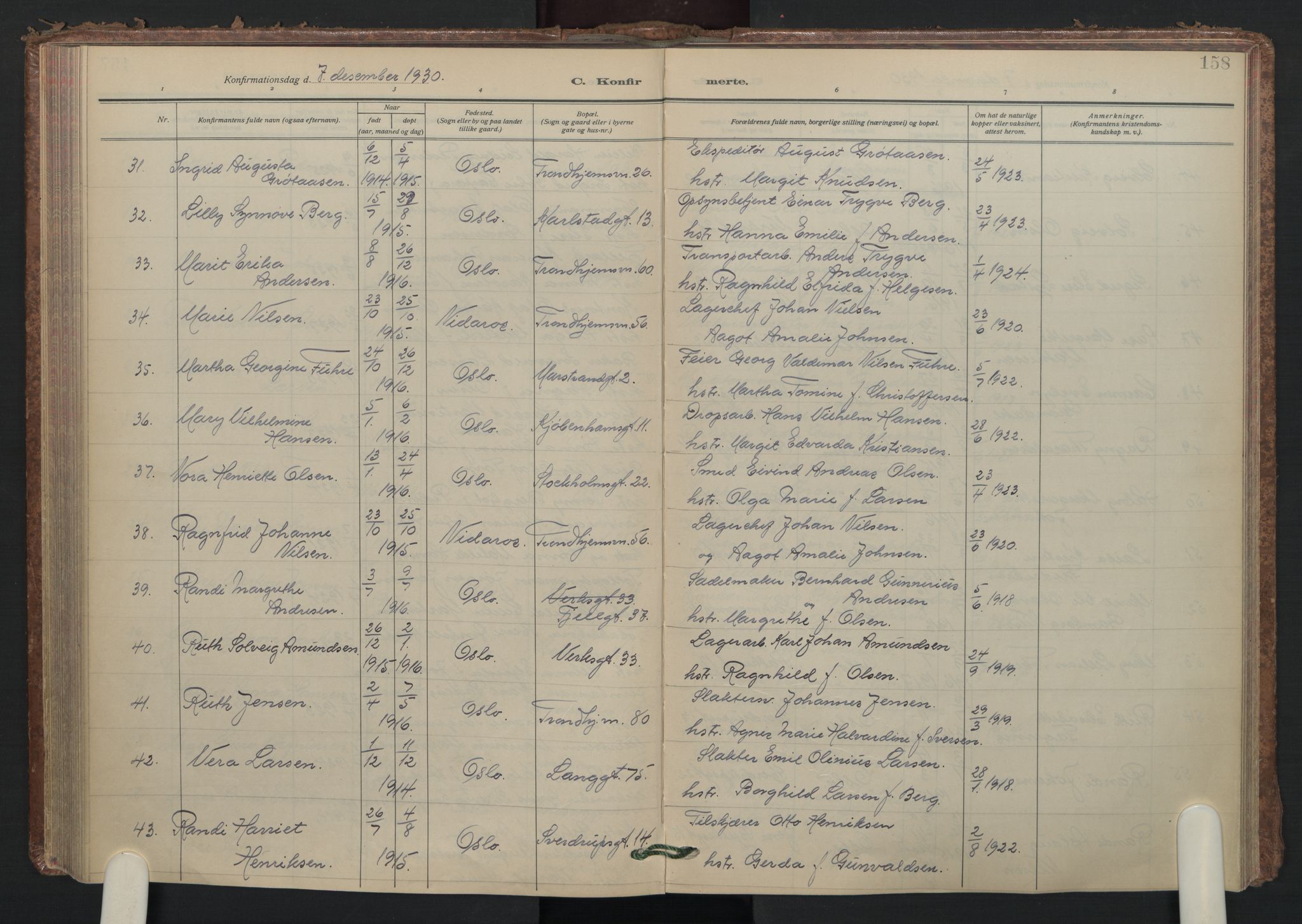 Petrus prestekontor Kirkebøker, AV/SAO-A-10872/F/Fa/L0015: Ministerialbok nr. 15, 1923-1935, s. 158