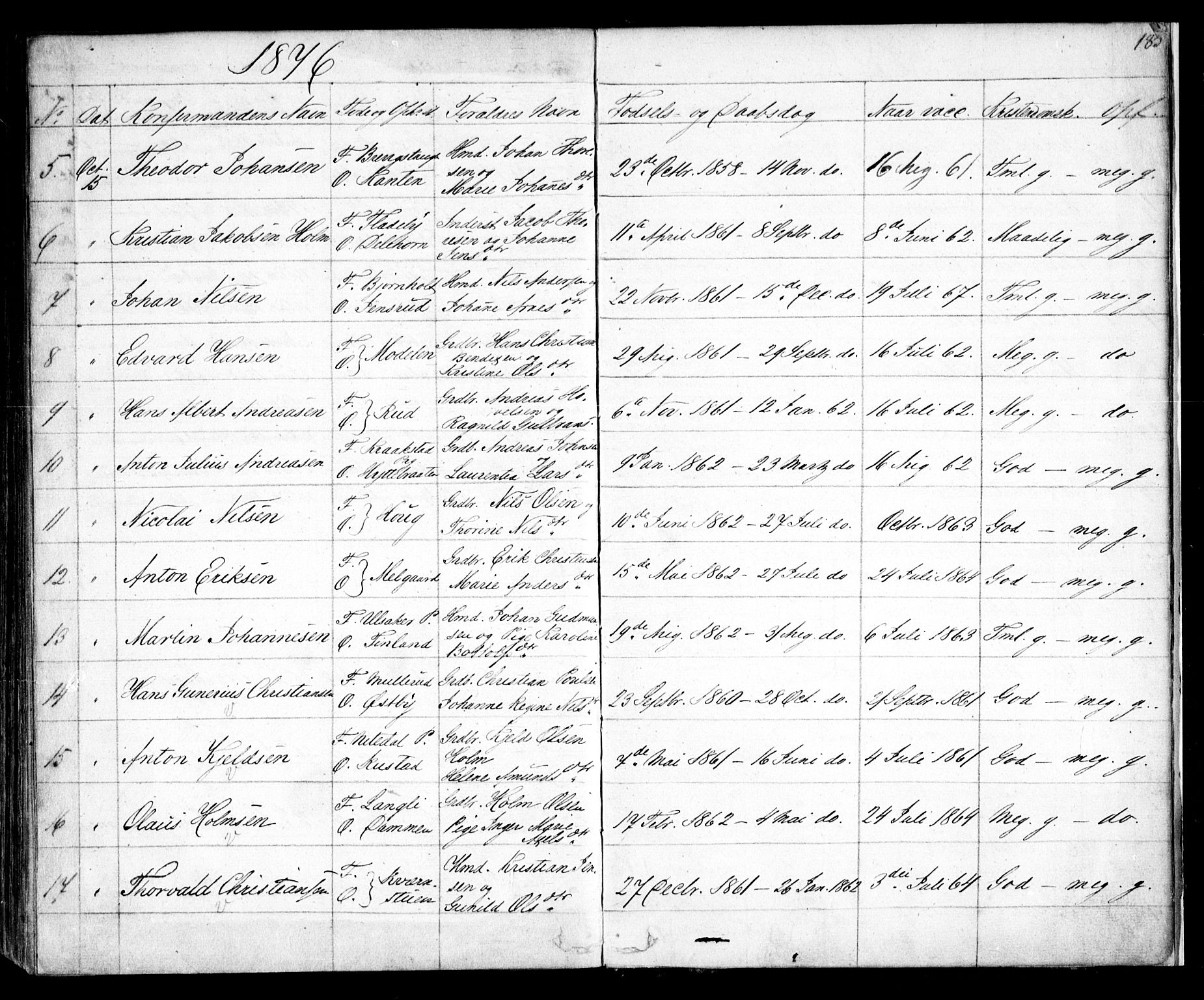 Enebakk prestekontor Kirkebøker, AV/SAO-A-10171c/F/Fa/L0010: Ministerialbok nr. I 10, 1829-1876, s. 185
