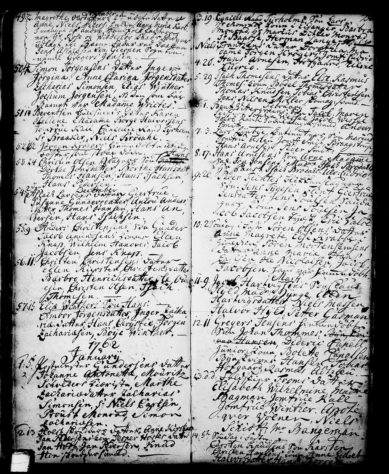 Skien kirkebøker, AV/SAKO-A-302/G/Ga/L0001: Klokkerbok nr. 1, 1756-1791, s. 75