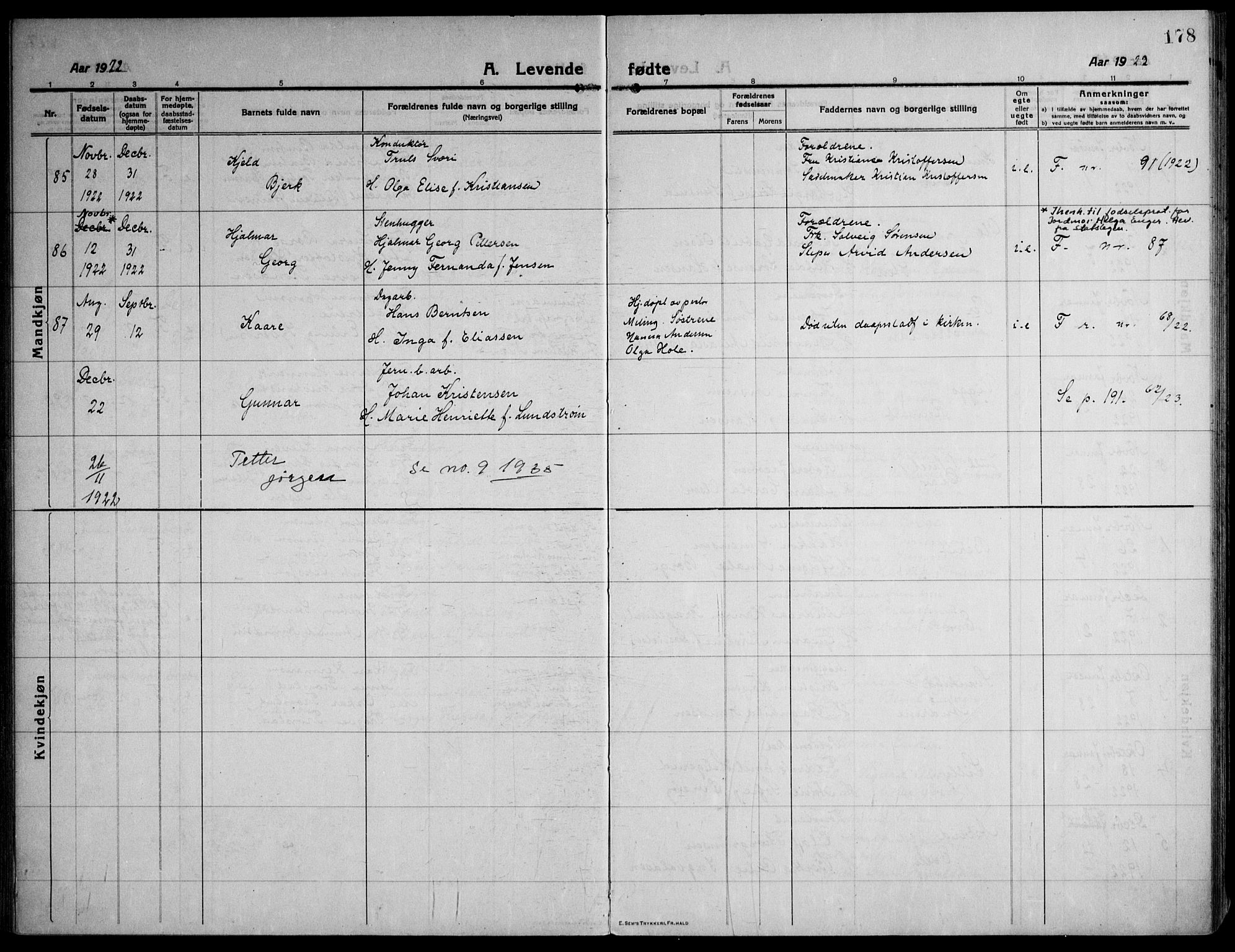 Strømsø kirkebøker, AV/SAKO-A-246/F/Fa/L0029: Ministerialbok nr. I 27, 1915-1930, s. 178