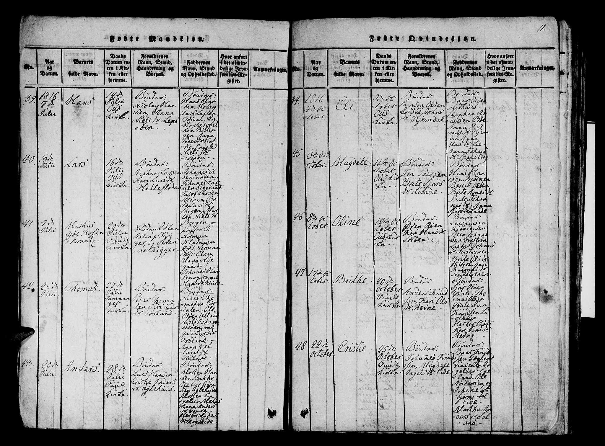 Os sokneprestembete, AV/SAB-A-99929: Ministerialbok nr. A 12, 1816-1825, s. 11