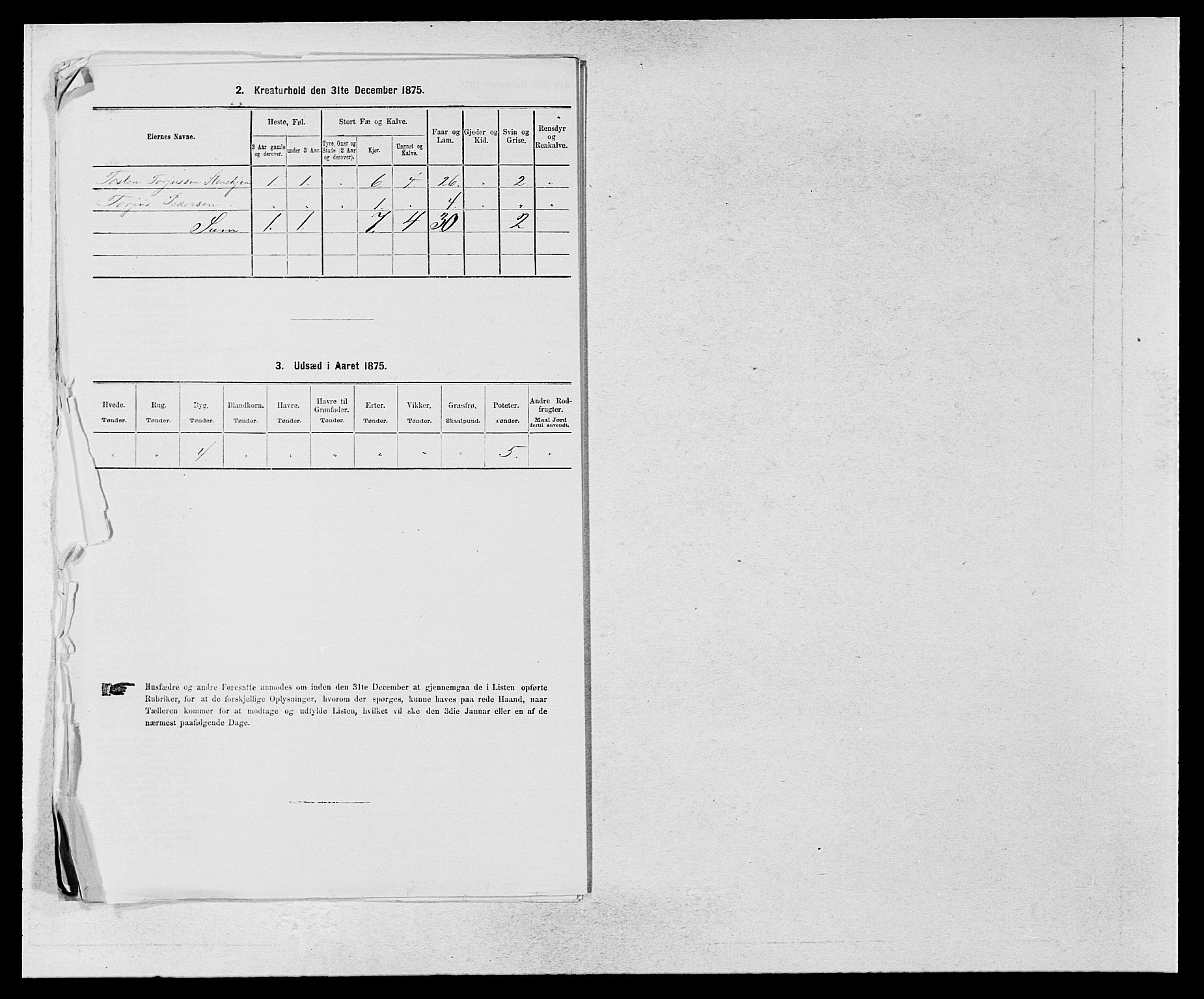 SAB, Folketelling 1875 for 1420P Sogndal prestegjeld, 1875, s. 696