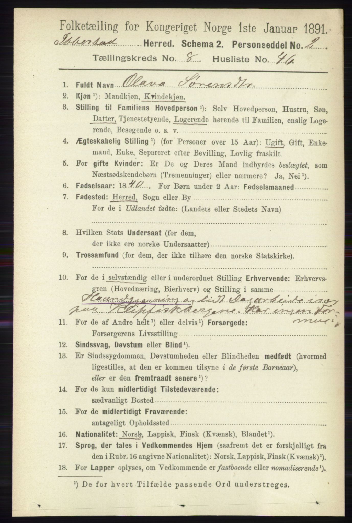 RA, Folketelling 1891 for 1917 Ibestad herred, 1891, s. 5502