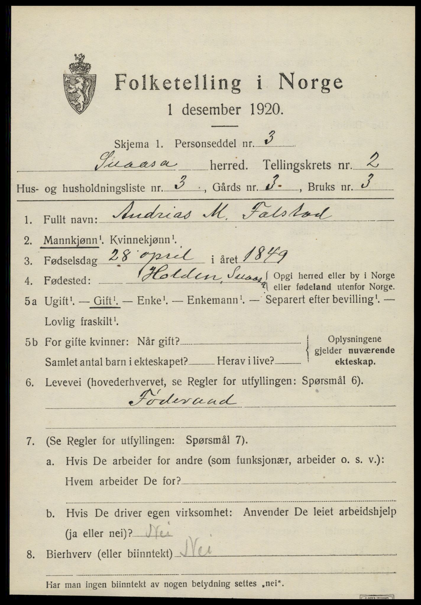 SAT, Folketelling 1920 for 1736 Snåsa herred, 1920, s. 1216