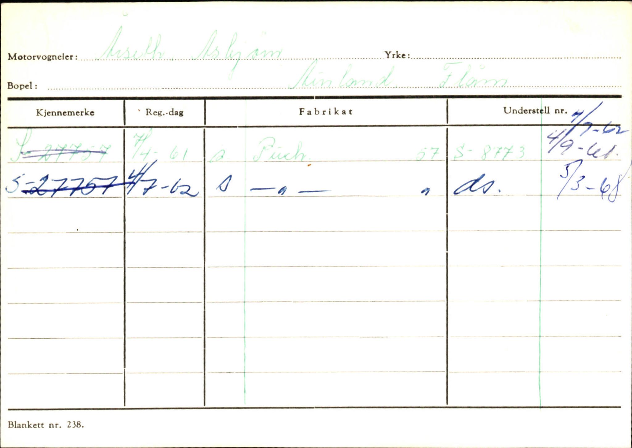 Statens vegvesen, Sogn og Fjordane vegkontor, SAB/A-5301/4/F/L0125: Eigarregister Sogndal V-Å. Aurland A-Å. Fjaler A-N, 1945-1975, s. 1329