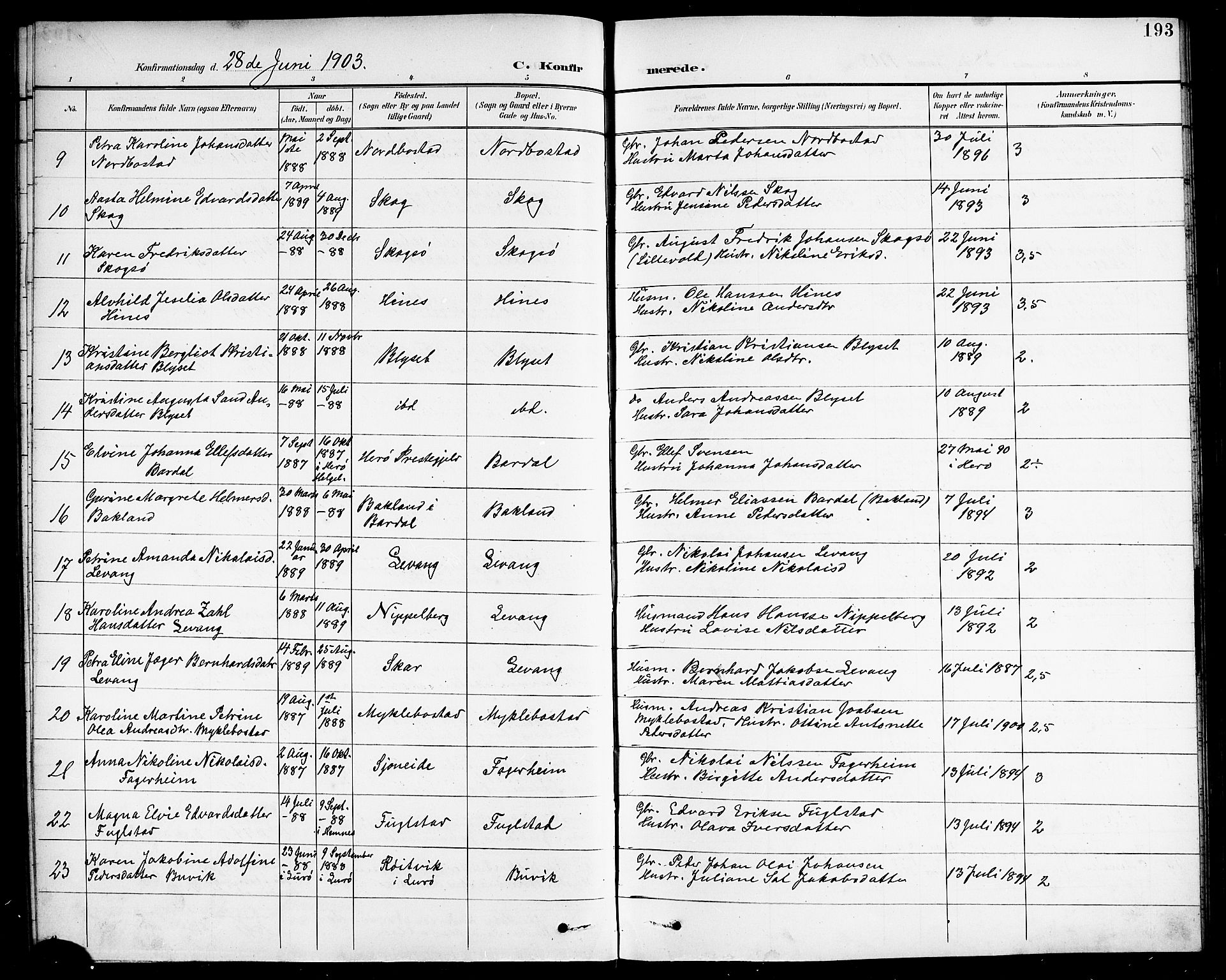 Ministerialprotokoller, klokkerbøker og fødselsregistre - Nordland, SAT/A-1459/838/L0559: Klokkerbok nr. 838C06, 1893-1910, s. 193