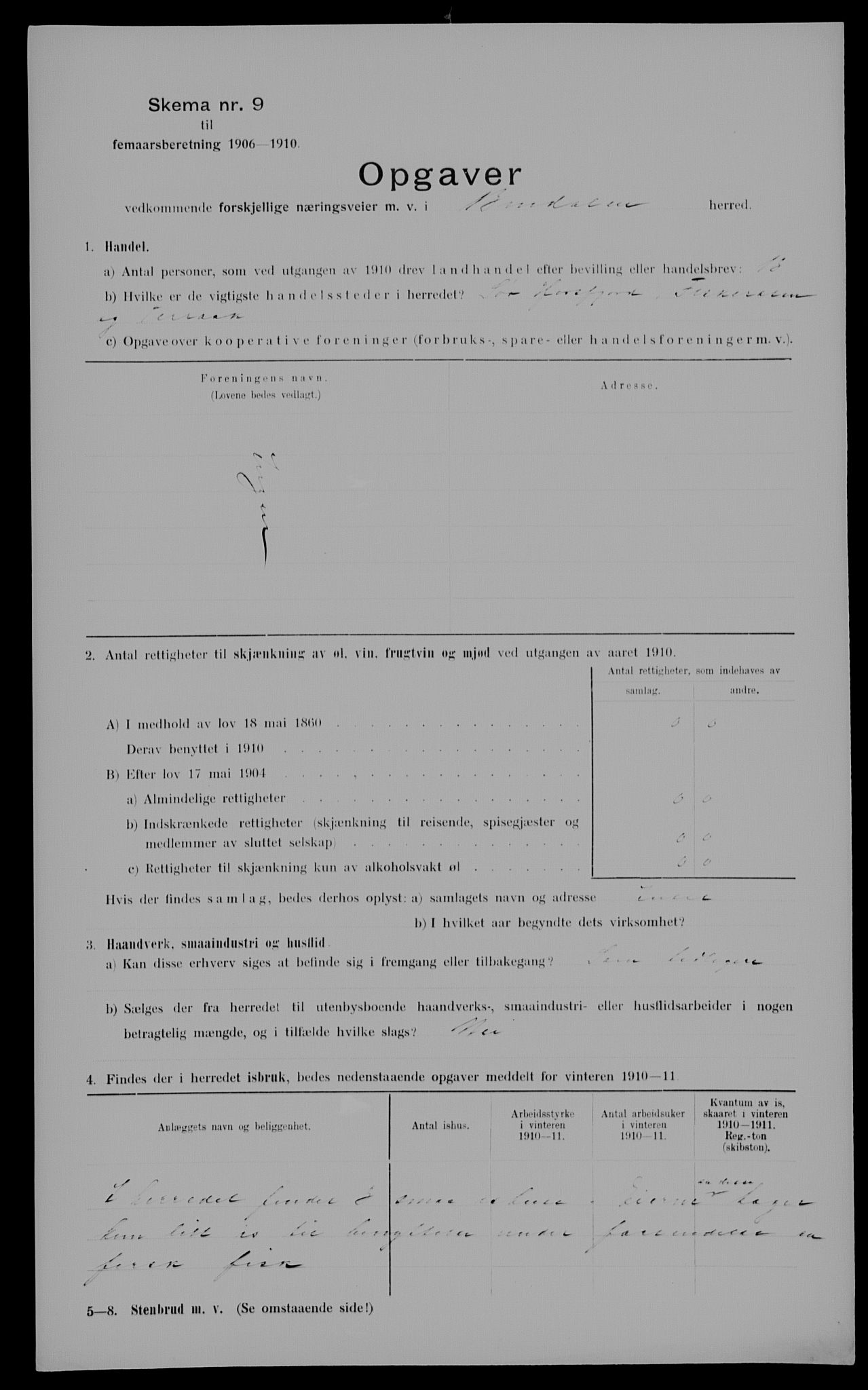 Statistisk sentralbyrå, Næringsøkonomiske emner, Generelt - Amtmennenes femårsberetninger, RA/S-2233/F/Fa/L0112: --, 1910, s. 2
