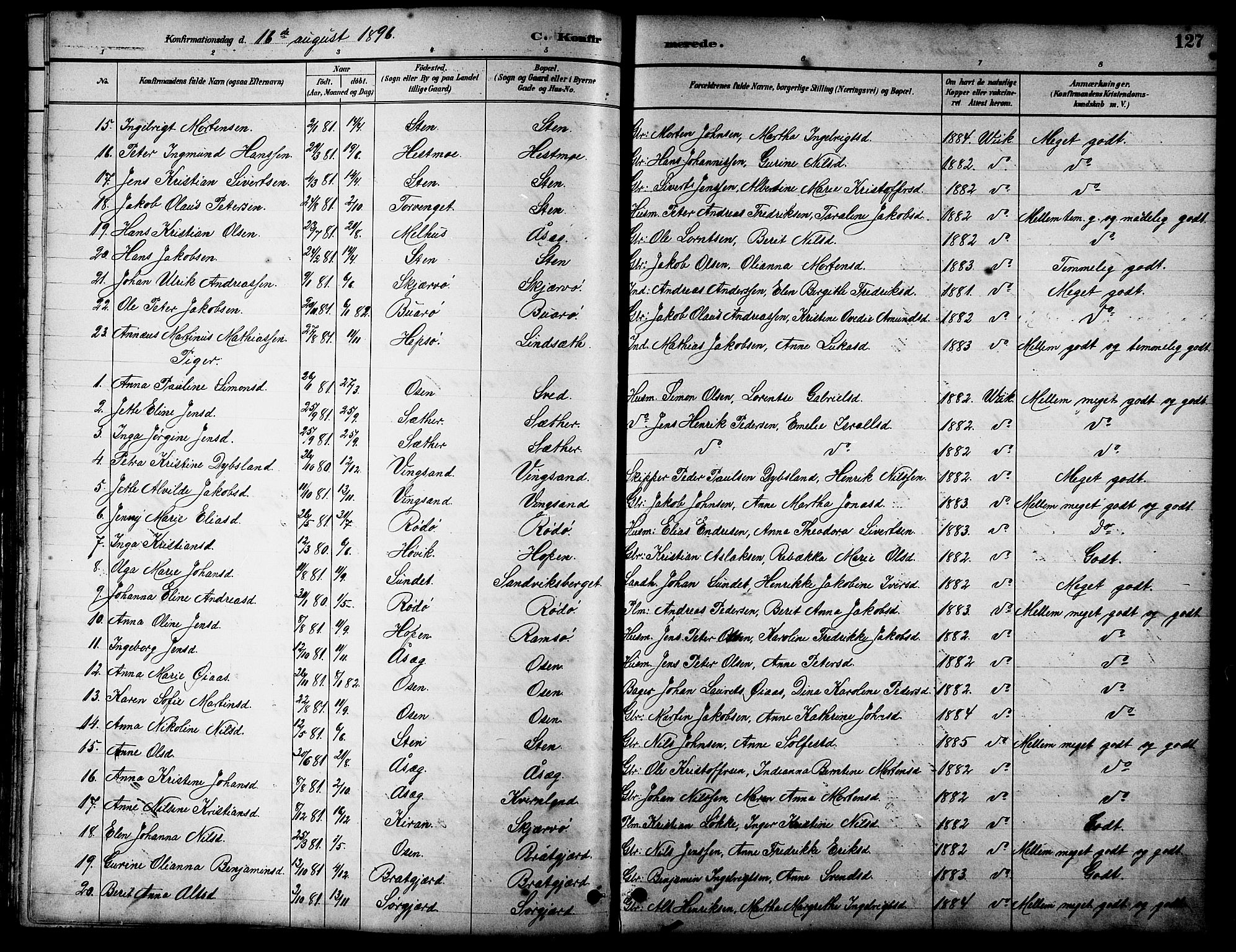 Ministerialprotokoller, klokkerbøker og fødselsregistre - Sør-Trøndelag, AV/SAT-A-1456/658/L0726: Klokkerbok nr. 658C02, 1883-1908, s. 127