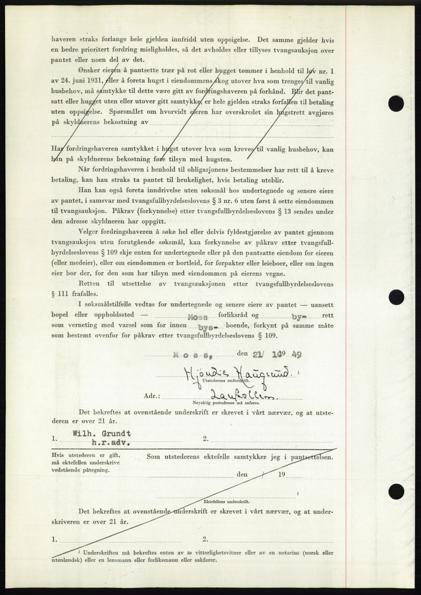 Moss sorenskriveri, SAO/A-10168: Pantebok nr. B23, 1949-1950, Dagboknr: 3325/1949