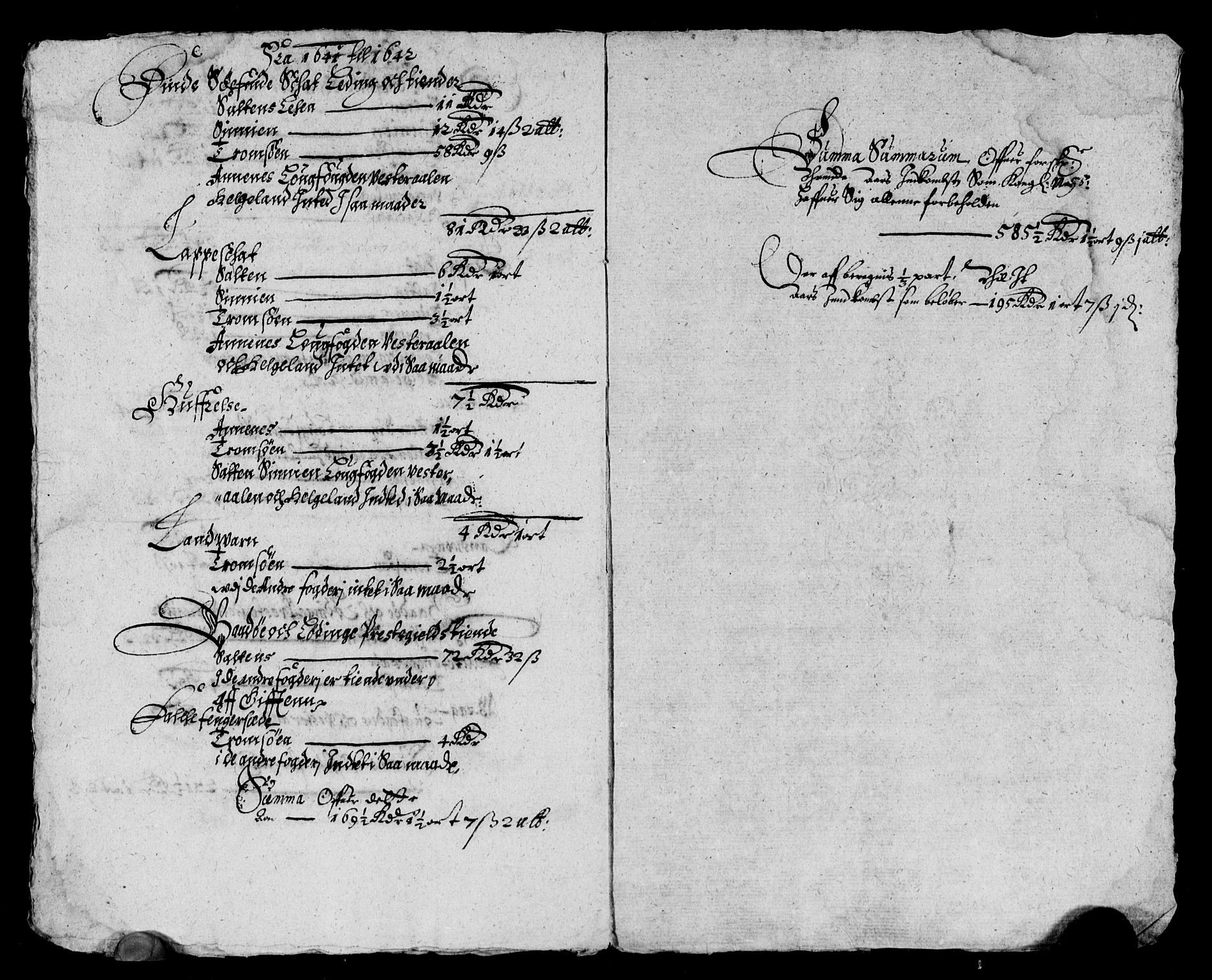 Rentekammeret inntil 1814, Reviderte regnskaper, Lensregnskaper, AV/RA-EA-5023/R/Rb/Rbz/L0028: Nordlandenes len, 1638-1646