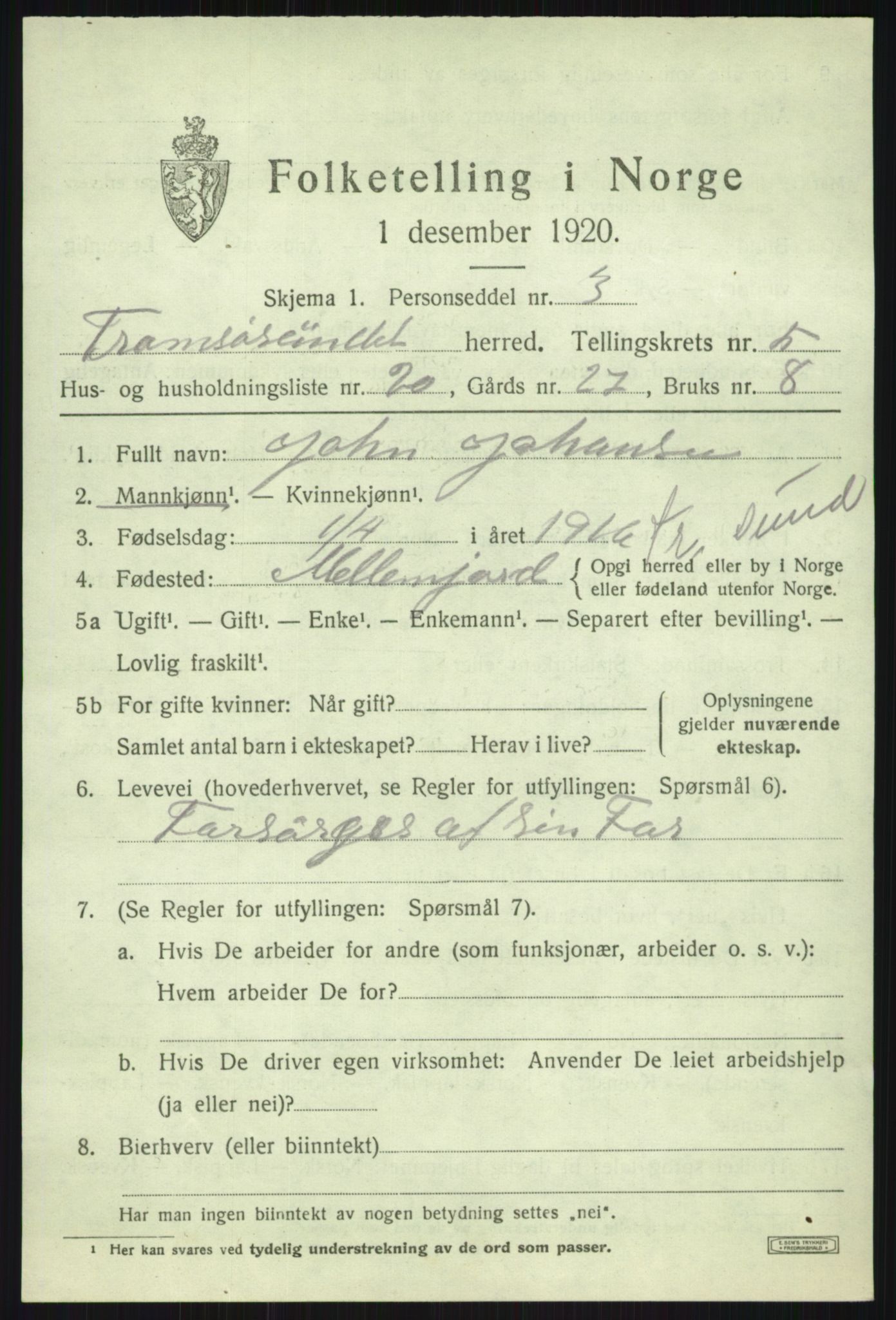 SATØ, Folketelling 1920 for 1934 Tromsøysund herred, 1920, s. 4960