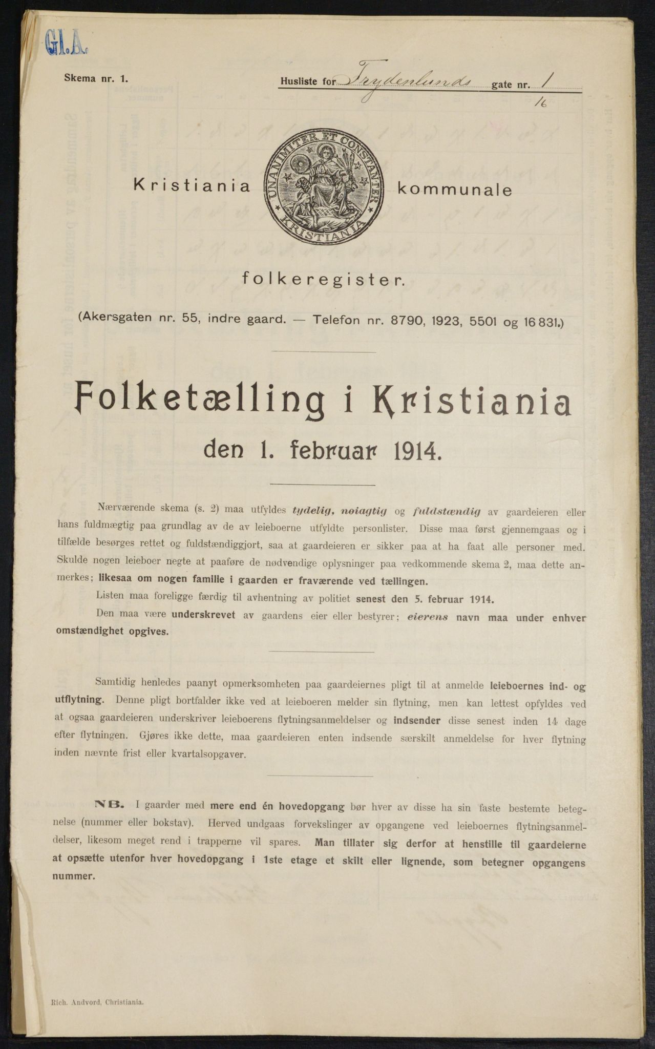 OBA, Kommunal folketelling 1.2.1914 for Kristiania, 1914, s. 28151