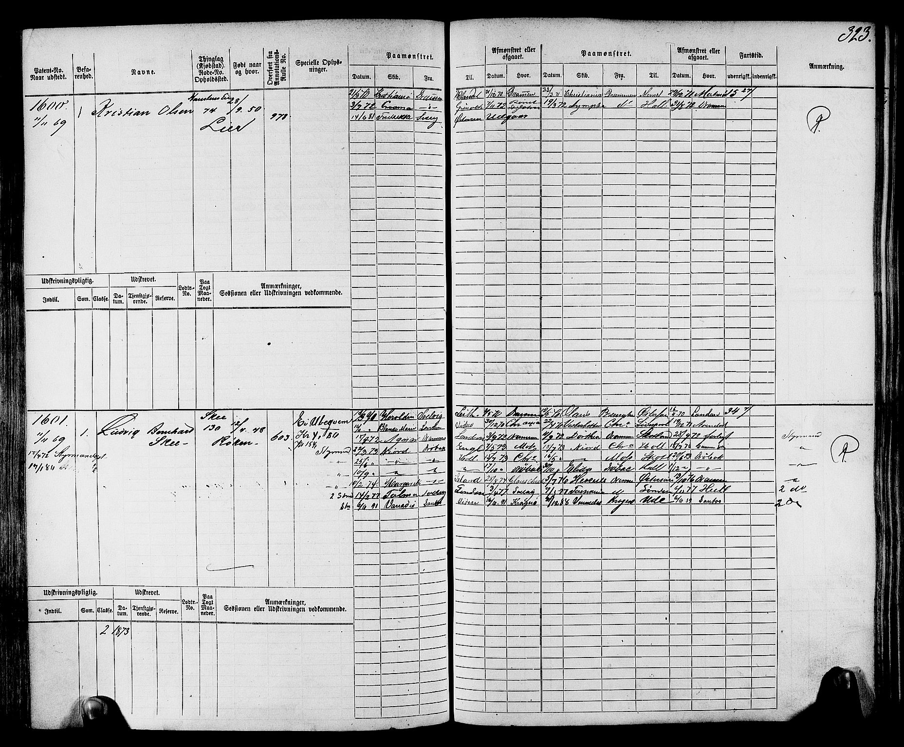 Drammen innrulleringsdistrikt, AV/SAKO-A-781/F/Fc/L0002: Hovedrulle, 1869, s. 329