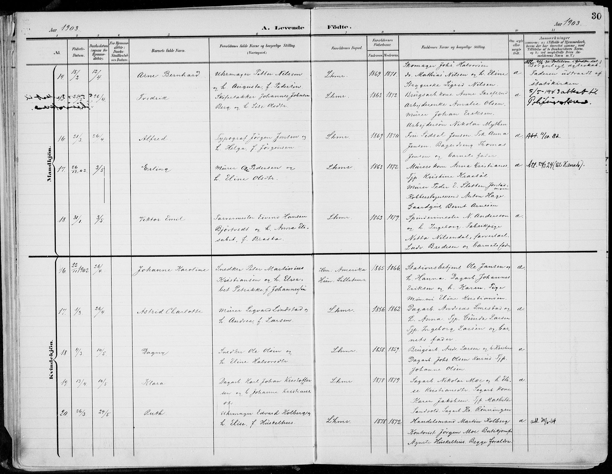 Lillehammer prestekontor, AV/SAH-PREST-088/H/Ha/Haa/L0001: Ministerialbok nr. 1, 1901-1916, s. 30