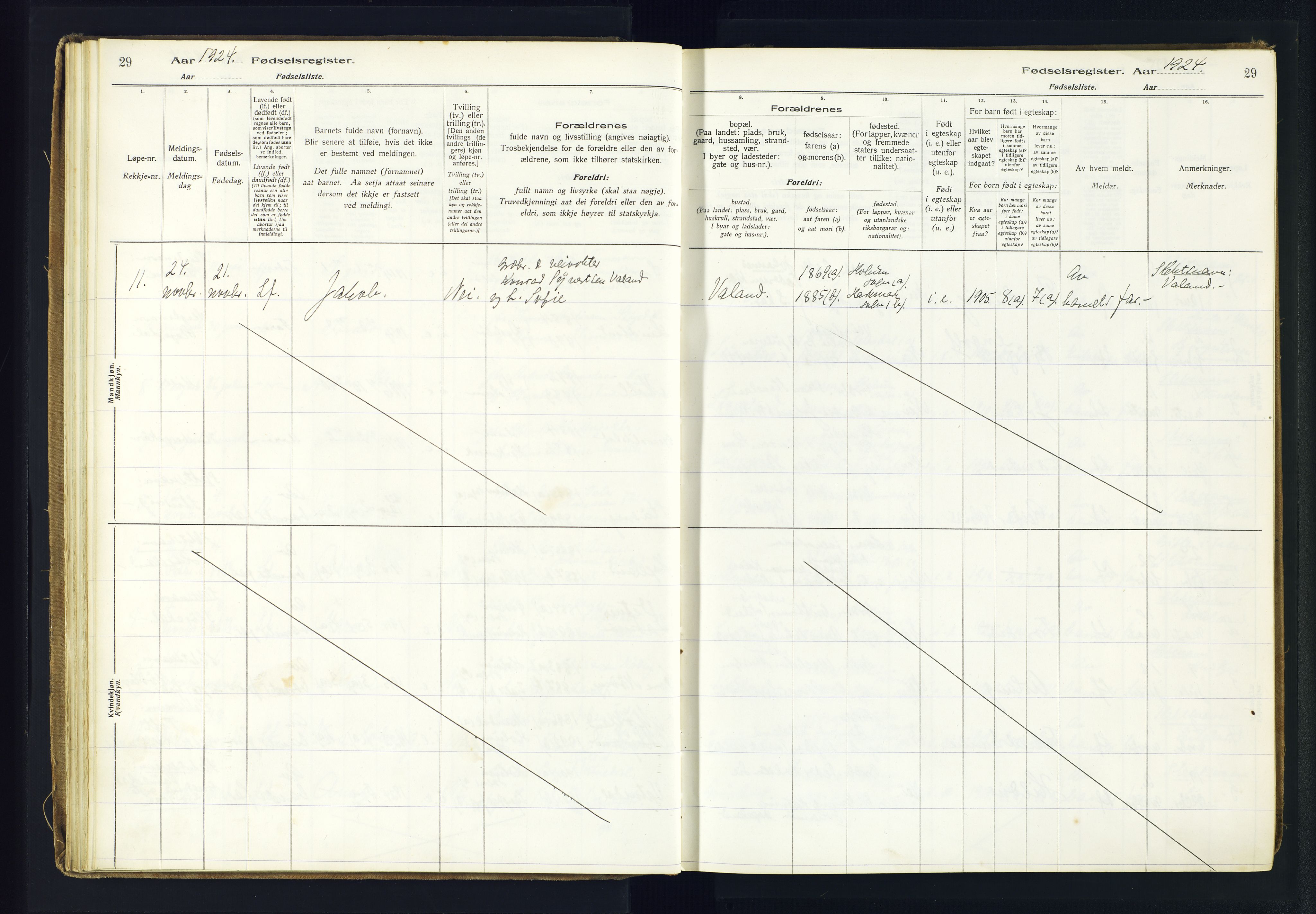 Holum sokneprestkontor, AV/SAK-1111-0022/J/Ja/L0003: Fødselsregister nr. II.6.12, 1916-1982, s. 29