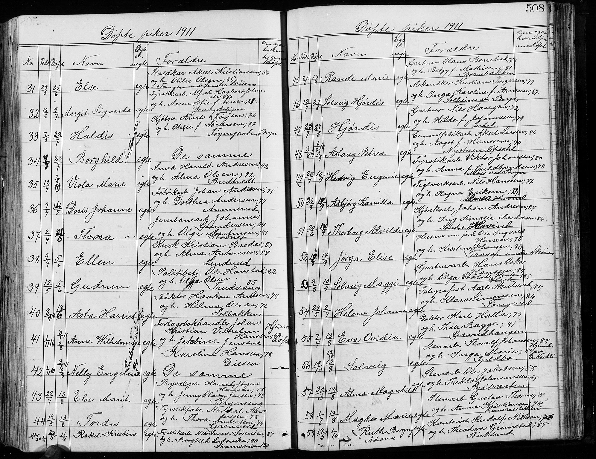 Østre Aker prestekontor Kirkebøker, AV/SAO-A-10840/G/Ga/L0003: Klokkerbok nr. I 3, 1868-1913, s. 508