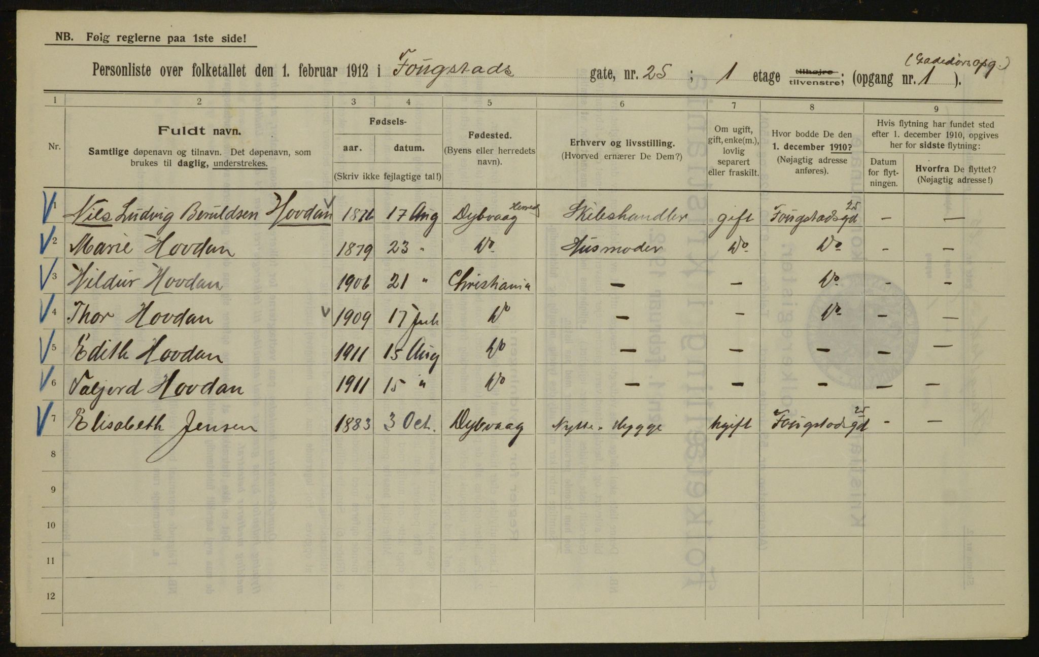 OBA, Kommunal folketelling 1.2.1912 for Kristiania, 1912, s. 25422