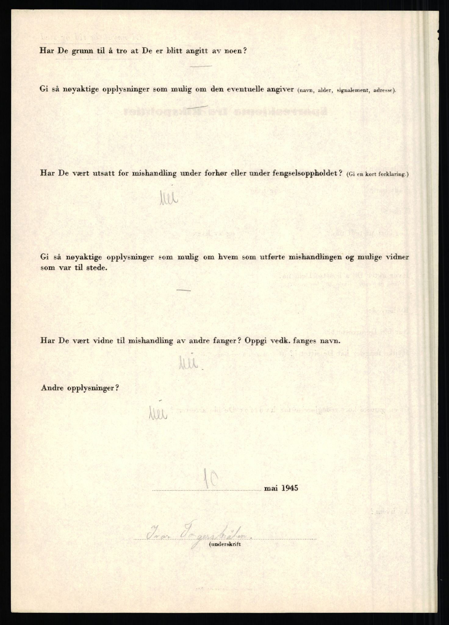 Rikspolitisjefen, AV/RA-S-1560/L/L0017: Tidemann, Hermann G. - Veum, Tjostolv, 1940-1945, s. 254