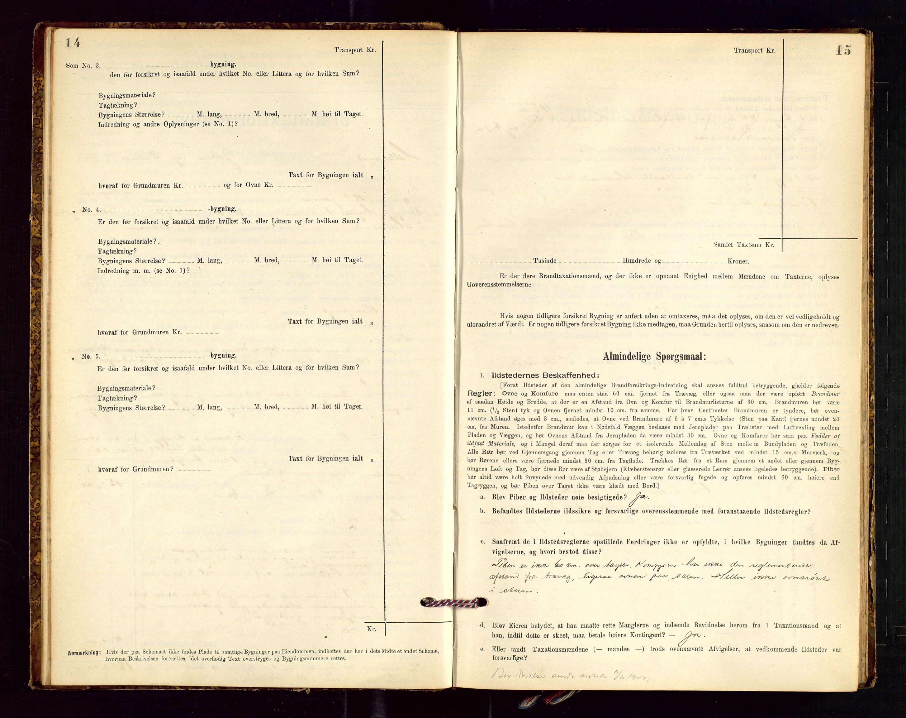 Helleland lensmannskontor, SAST/A-100209/Gob/L0001: "Brandtaxationsprotokol", 1896-1919, s. 14-15