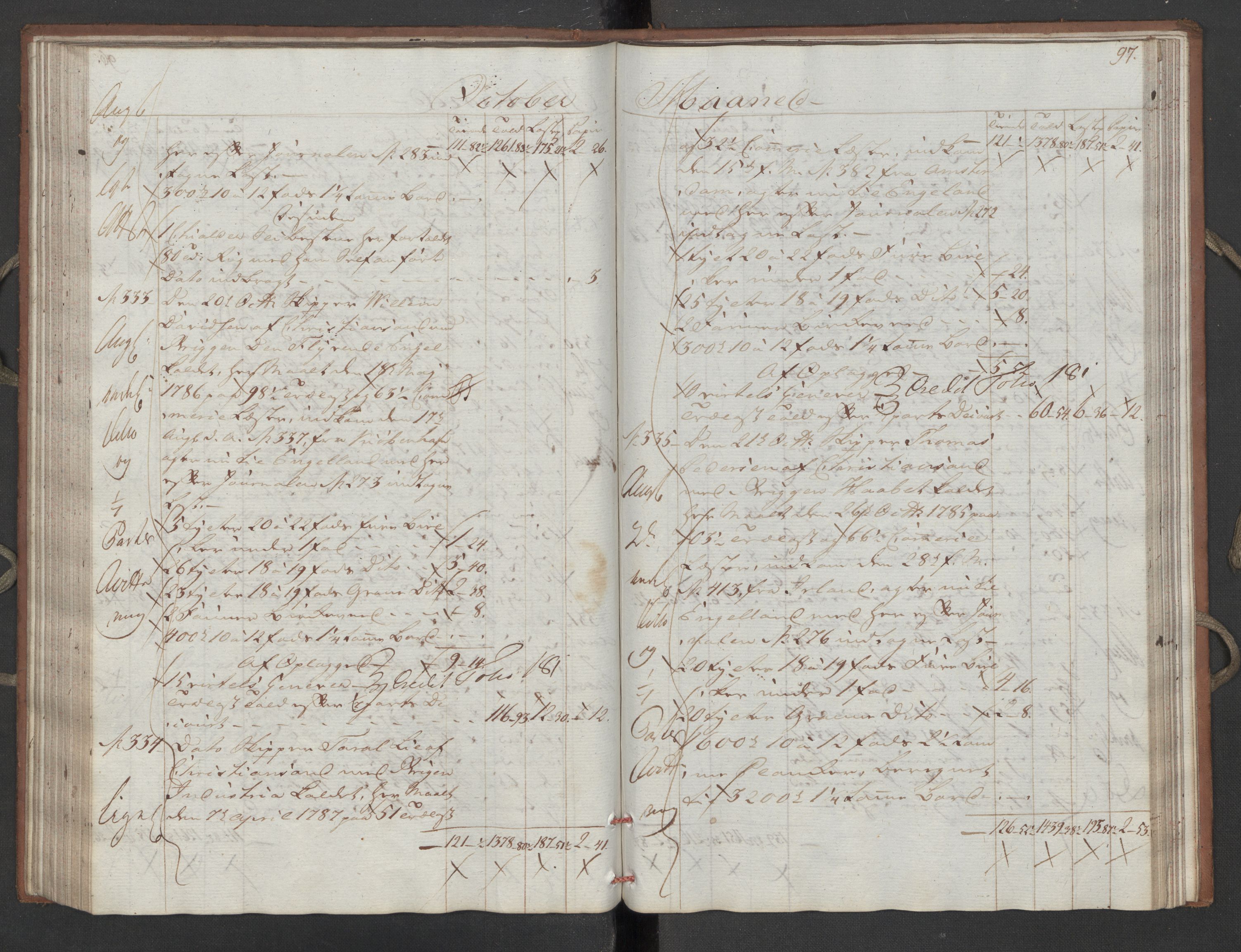 Generaltollkammeret, tollregnskaper, AV/RA-EA-5490/R16/L0111/0002: Tollregnskaper Kristiansand / Utgående hovedtollbok, 1790, s. 96b-97a