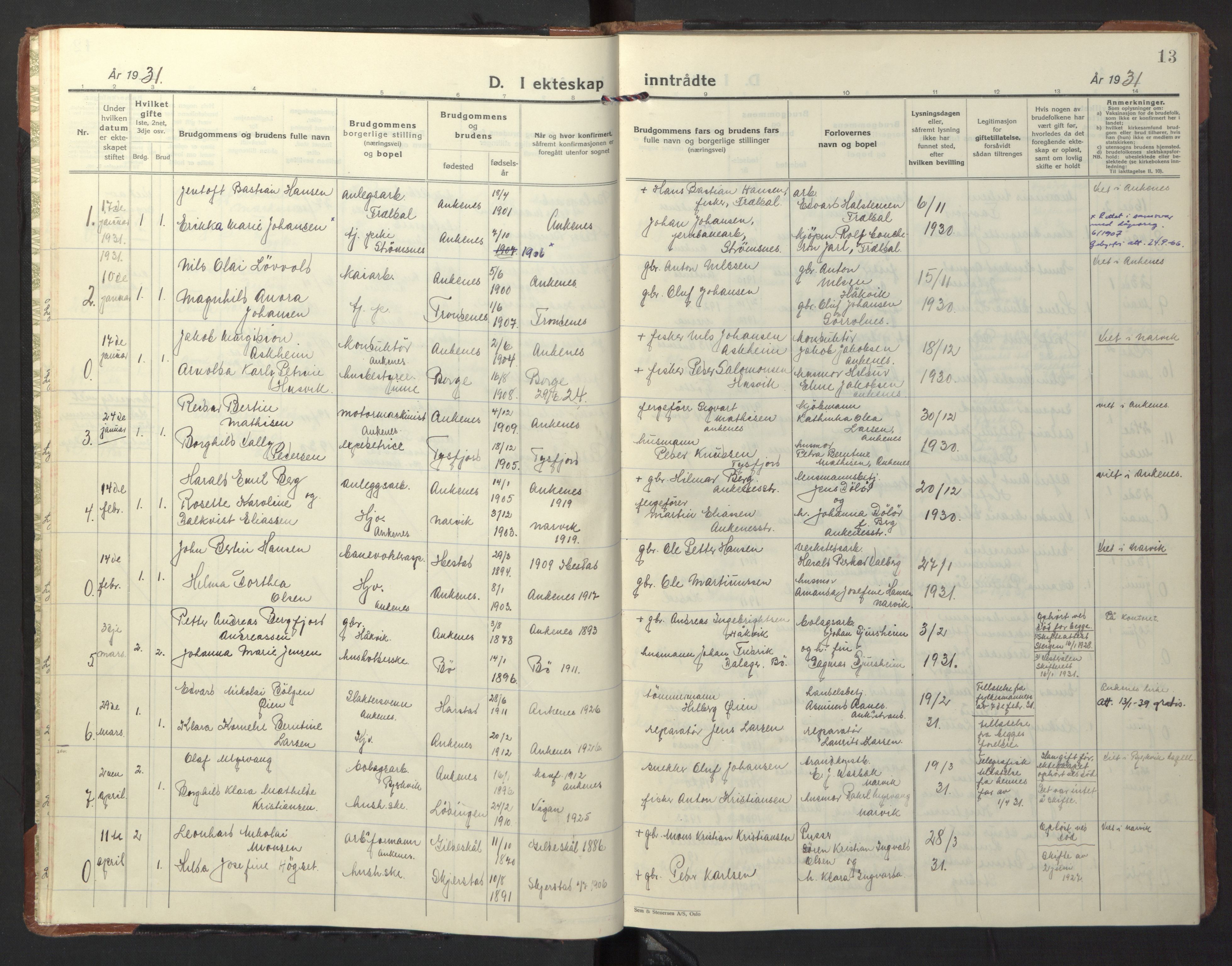 Ministerialprotokoller, klokkerbøker og fødselsregistre - Nordland, AV/SAT-A-1459/866/L0948: Ministerialbok nr. 866A11, 1929-1949, s. 13