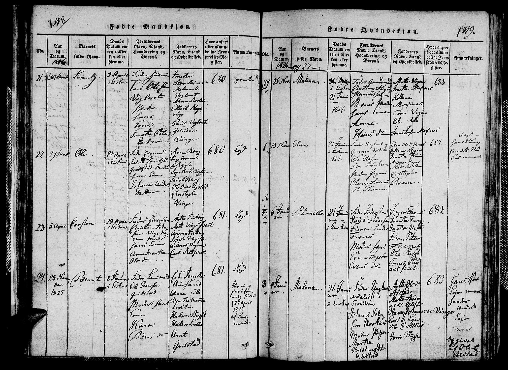 Ministerialprotokoller, klokkerbøker og fødselsregistre - Nord-Trøndelag, SAT/A-1458/713/L0124: Klokkerbok nr. 713C01, 1817-1827, s. 118-119