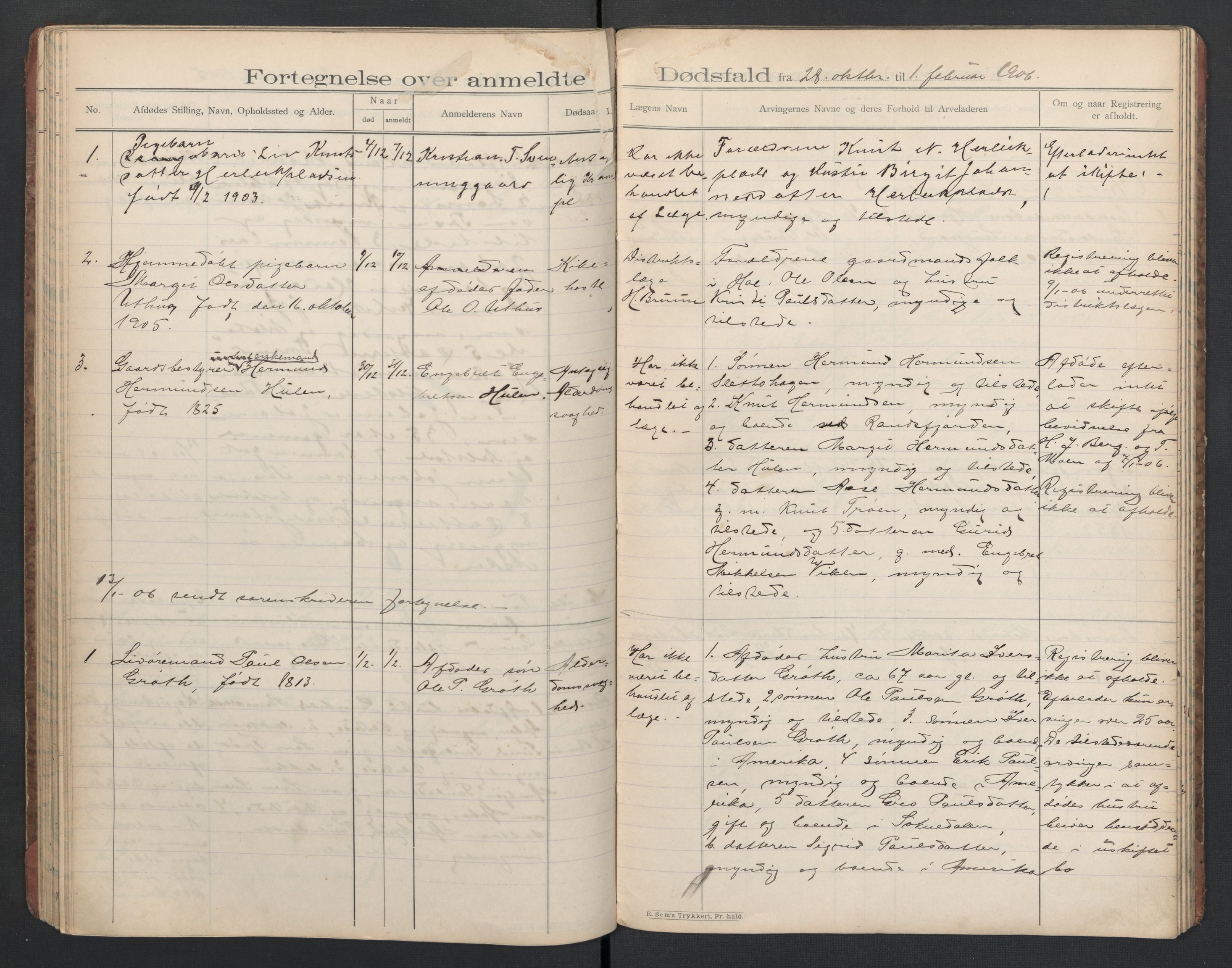 Hol lensmannskontor, AV/SAKO-A-512/H/Ha/L0003: Dødsanmeldelsesprotokoll, 1899-1911