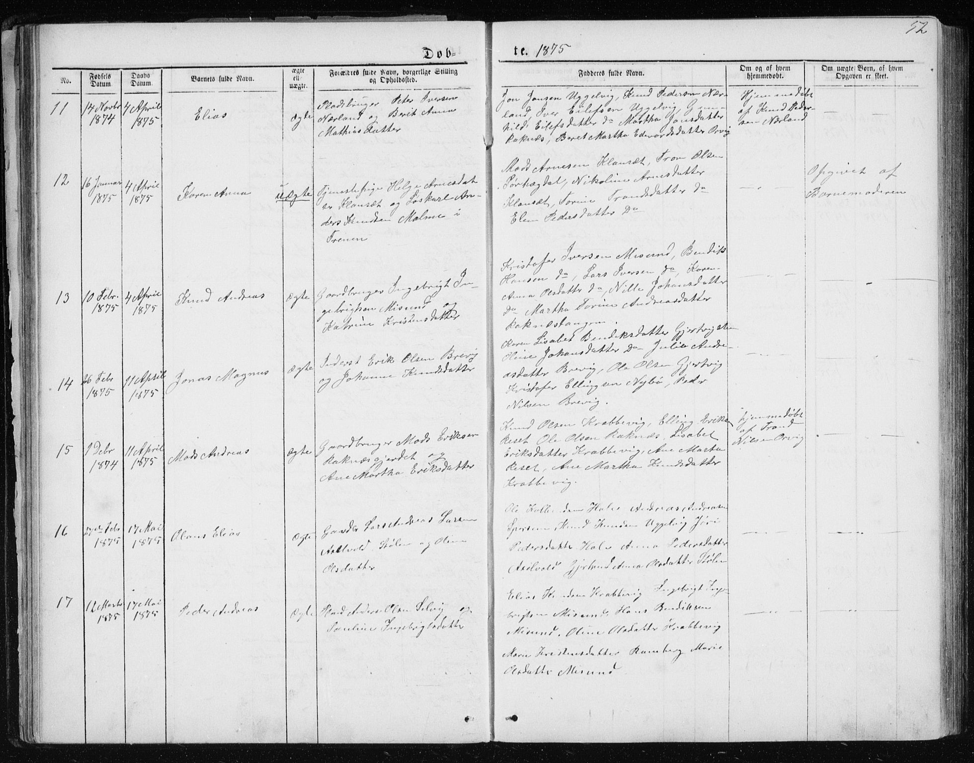 Ministerialprotokoller, klokkerbøker og fødselsregistre - Møre og Romsdal, SAT/A-1454/560/L0724: Klokkerbok nr. 560C01, 1867-1892, s. 52