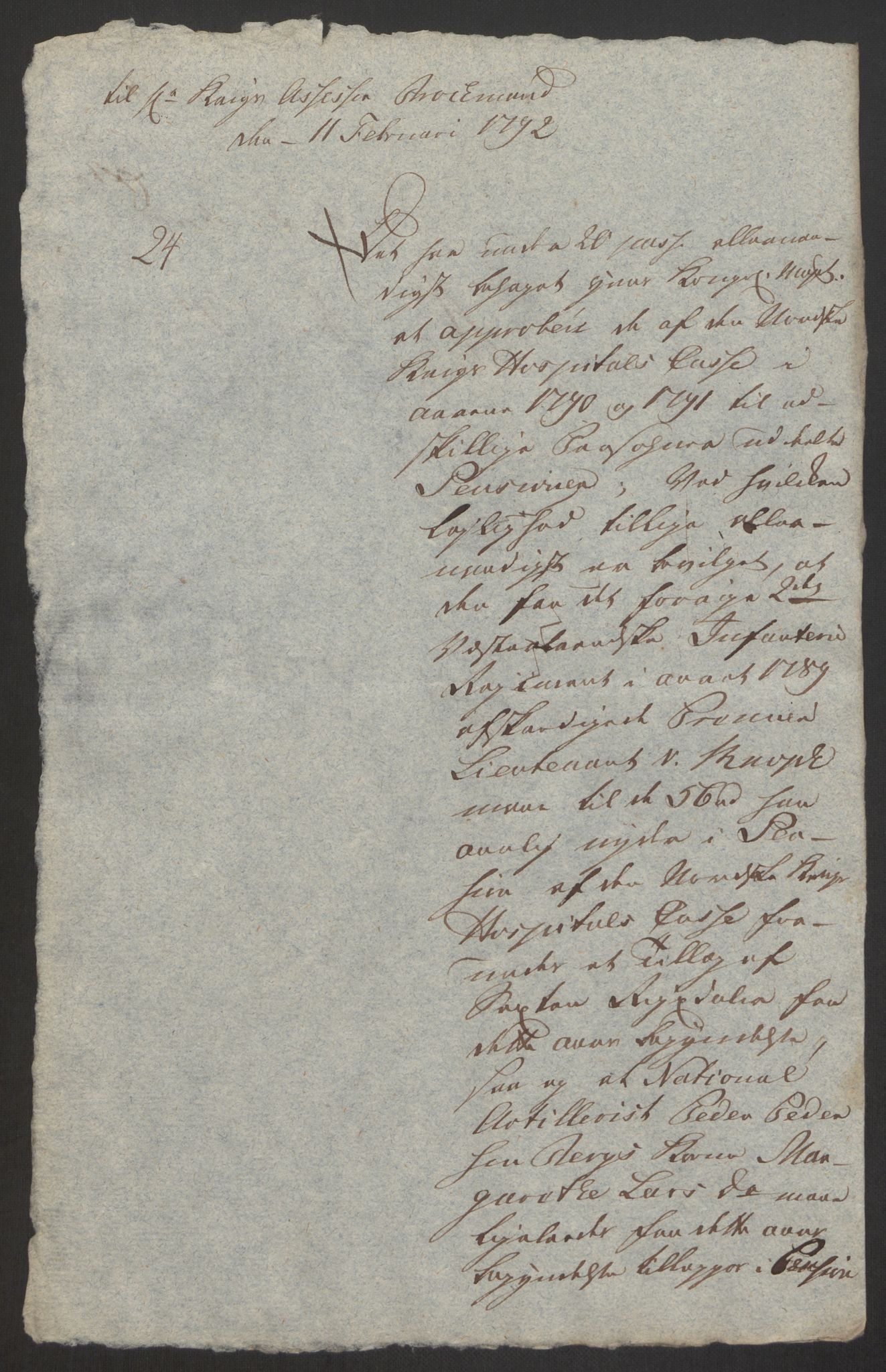 Forsvaret, Den norske kvesthuskasse/krigshospitalkasse, AV/RA-RAFA-1887/F/Fa/L0008: Konsepter, 1790-1793, s. 764