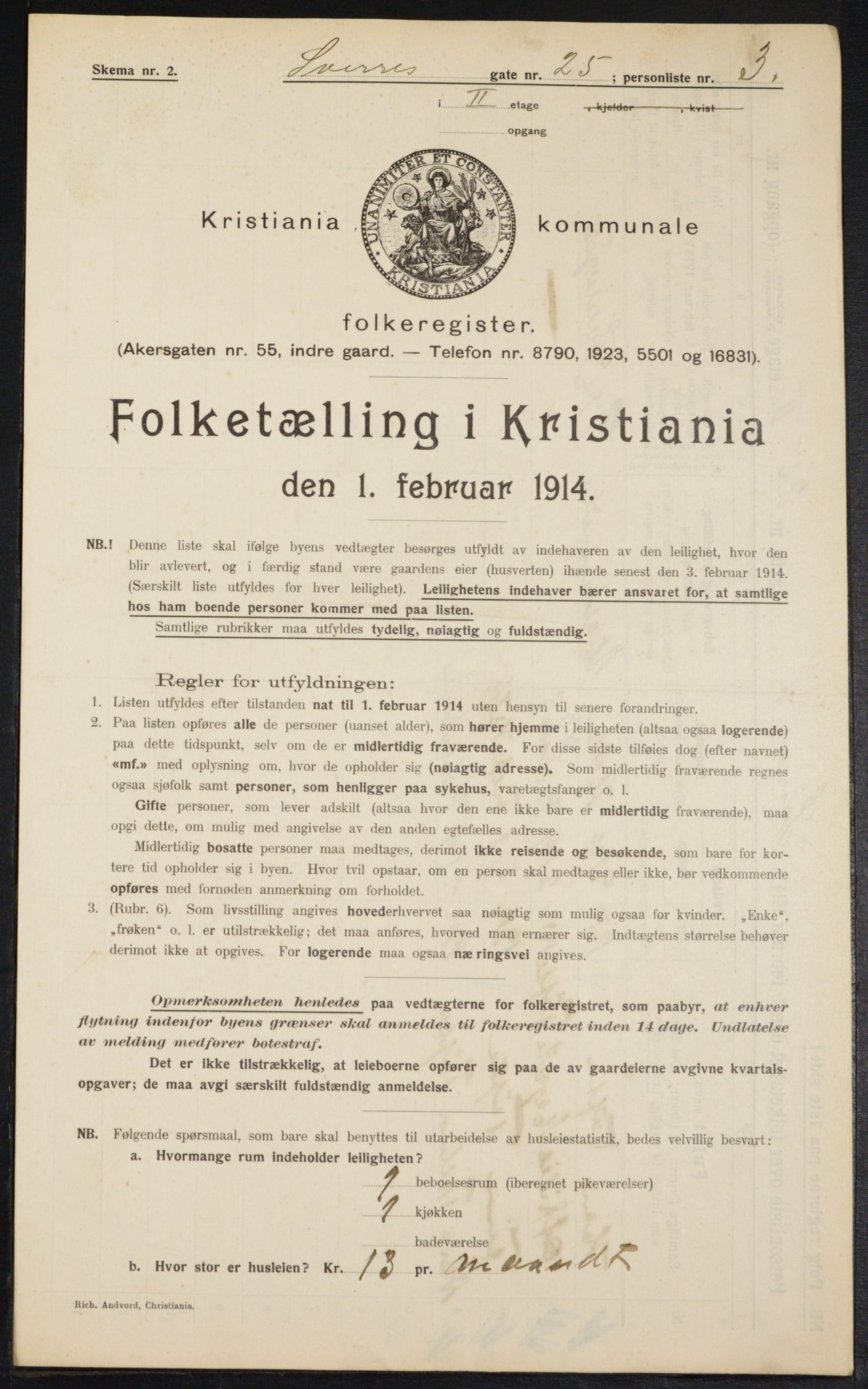 OBA, Kommunal folketelling 1.2.1914 for Kristiania, 1914, s. 106775