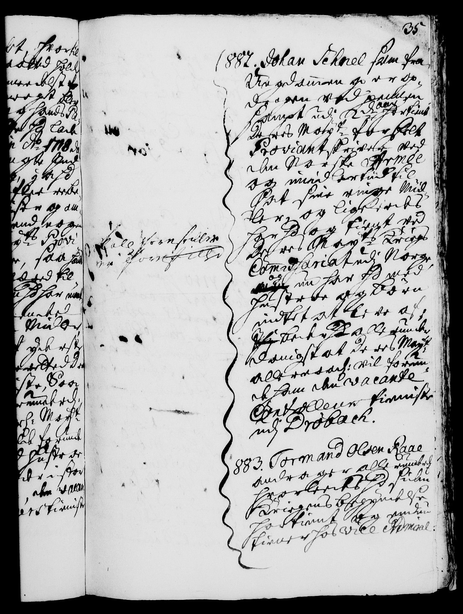 Rentekammeret, Kammerkanselliet, AV/RA-EA-3111/G/Gh/Gha/L0004: Norsk ekstraktmemorialprotokoll, sak. 766-941 (merket RK 53.49), 1721, s. 35