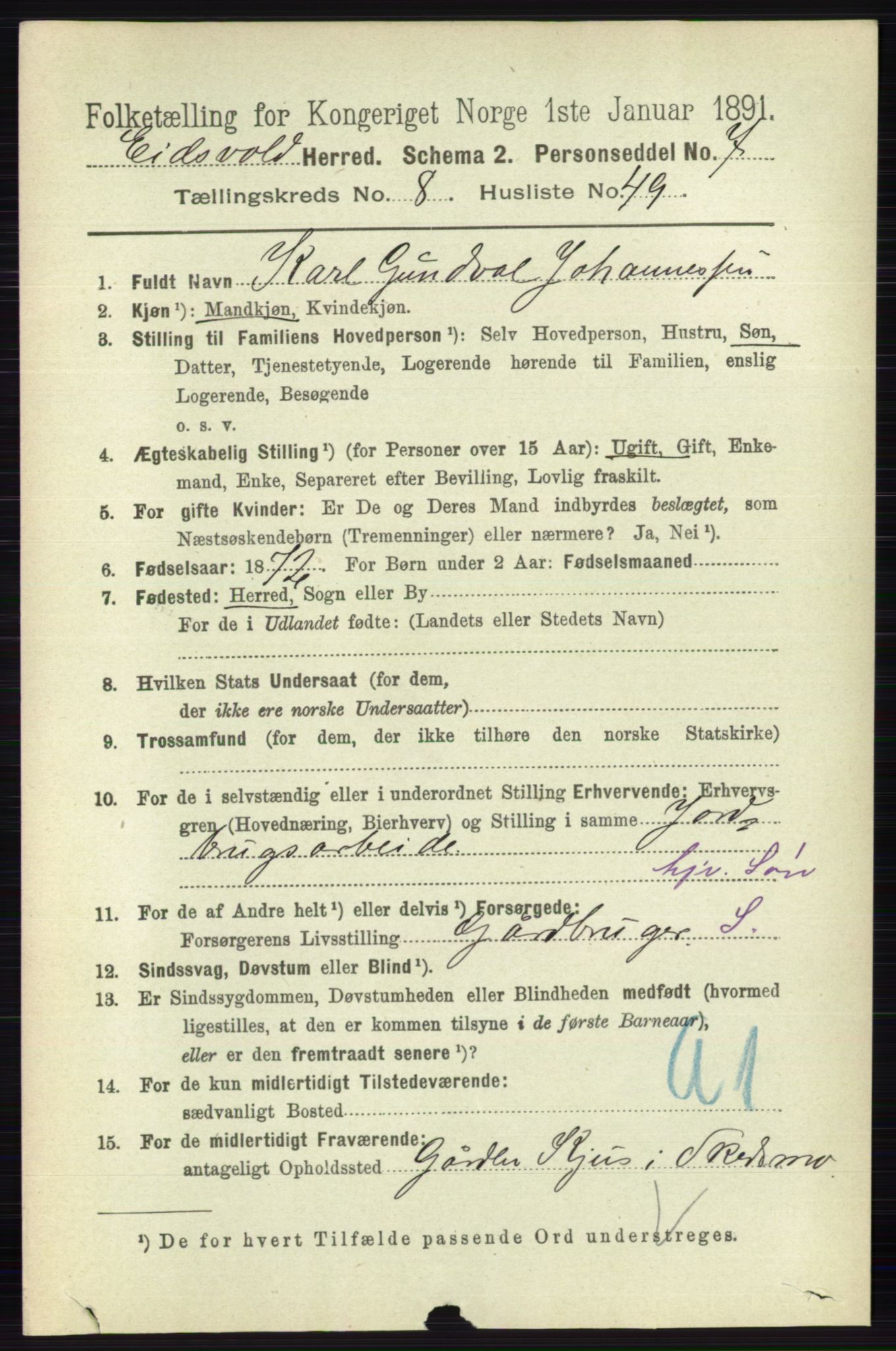 RA, Folketelling 1891 for 0237 Eidsvoll herred, 1891, s. 5584