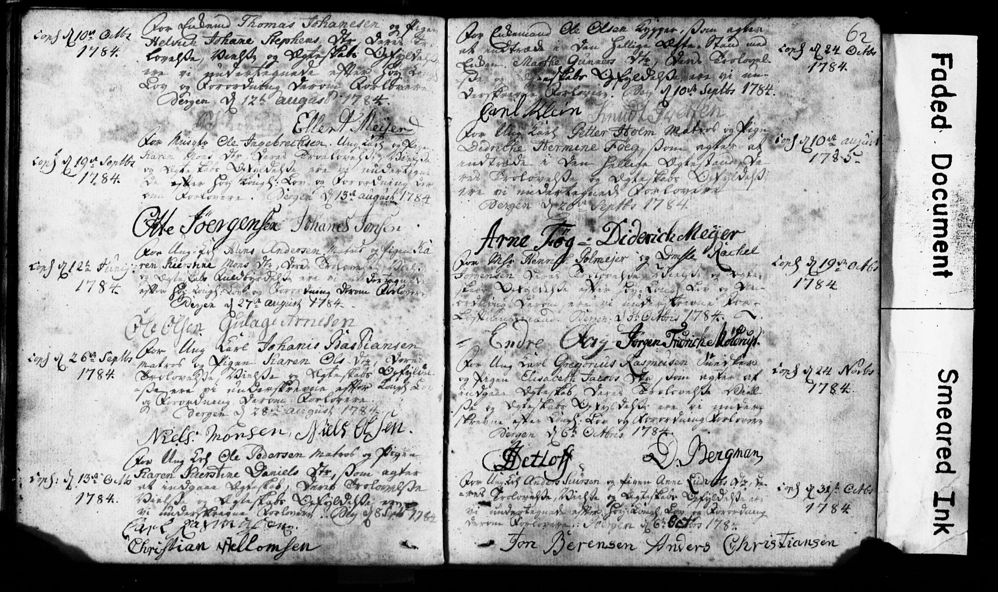 Korskirken sokneprestembete, AV/SAB-A-76101: Forlovererklæringer nr. II.5.1, 1776-1816, s. 62