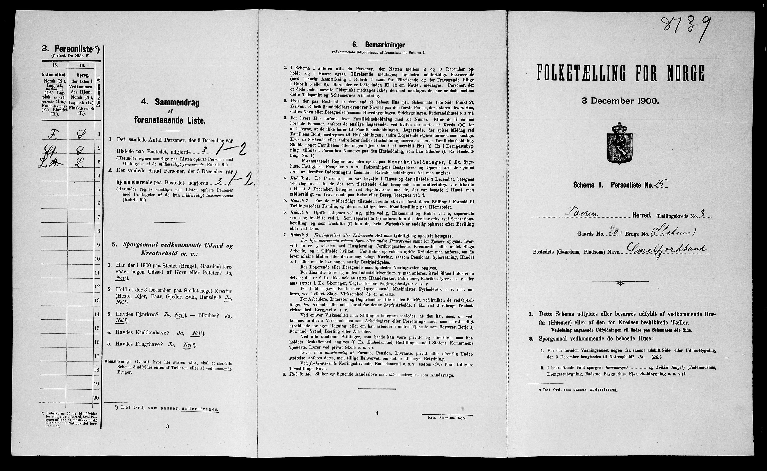 SATØ, Folketelling 1900 for 2025 Tana herred, 1900, s. 448