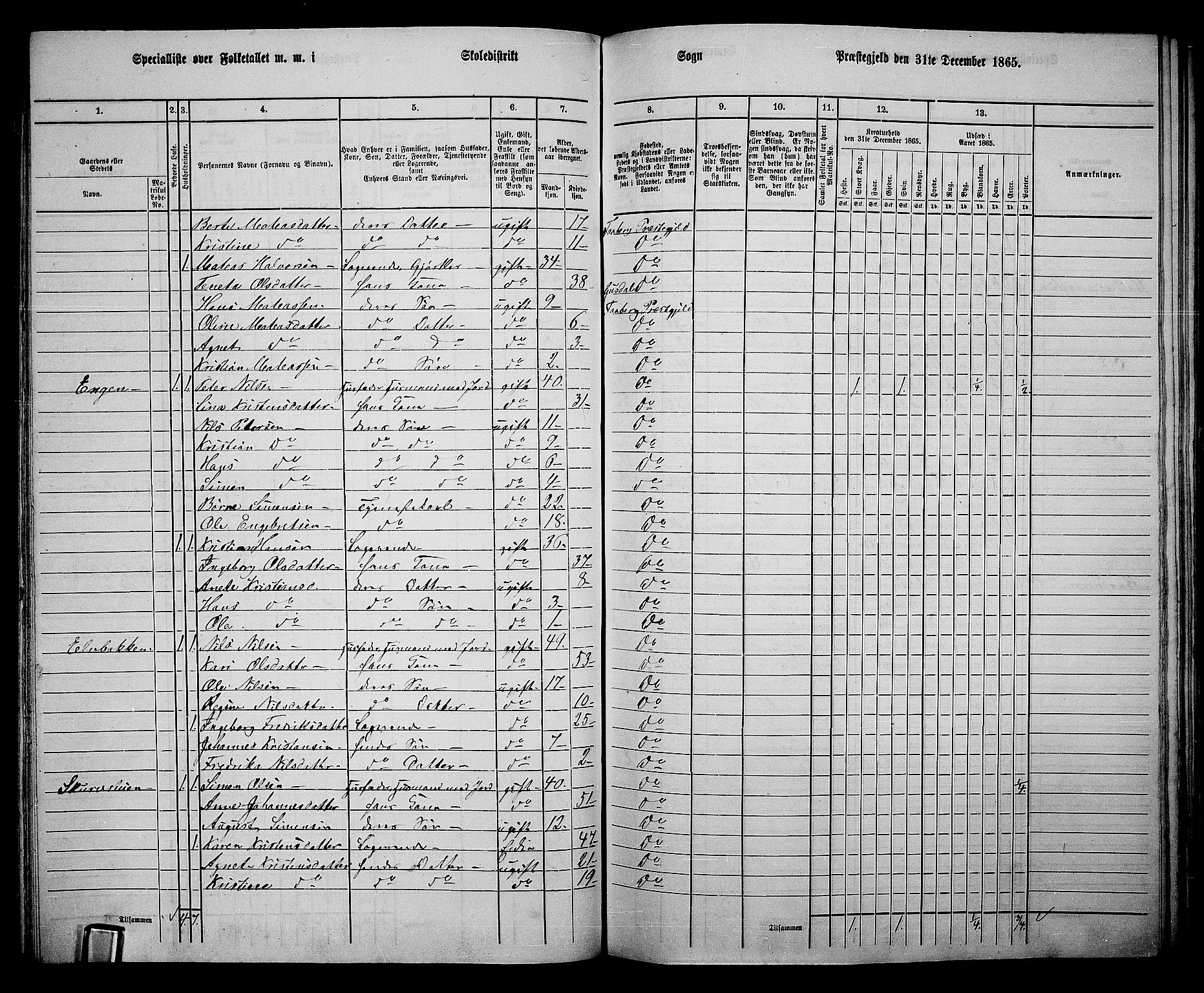 RA, Folketelling 1865 for 0524L Fåberg prestegjeld, Fåberg sokn og Lillehammer landsokn, 1865, s. 117