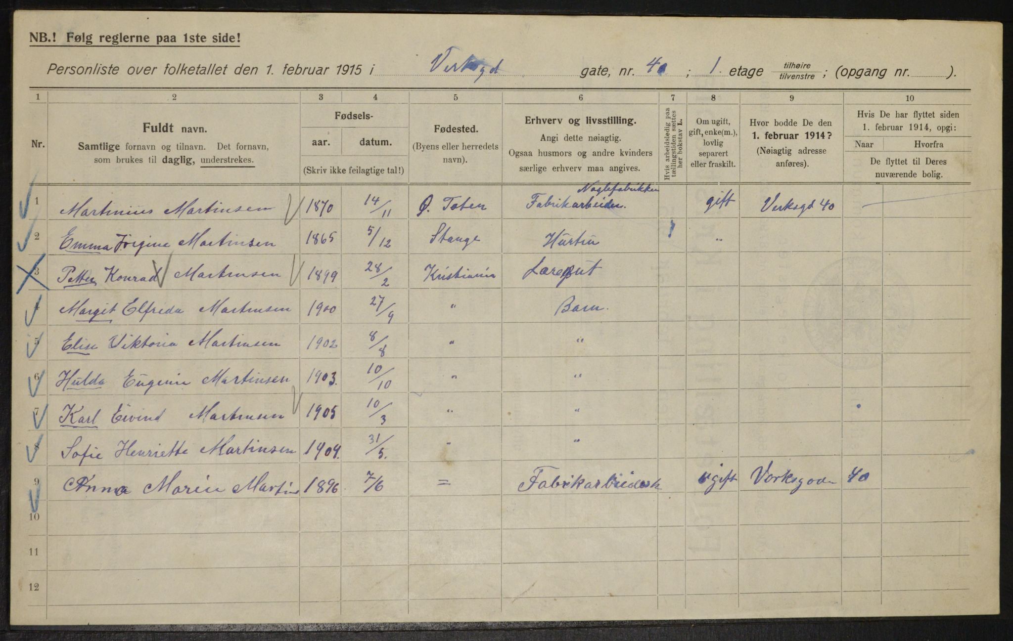 OBA, Kommunal folketelling 1.2.1915 for Kristiania, 1915, s. 122902