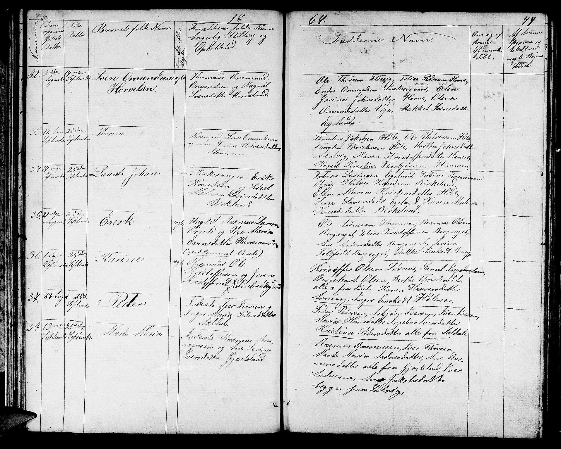 Høgsfjord sokneprestkontor, AV/SAST-A-101624/H/Ha/Hab/L0001: Klokkerbok nr. B 1, 1855-1885, s. 44