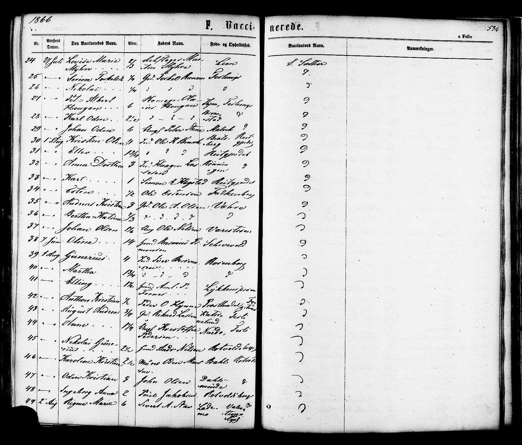 Ministerialprotokoller, klokkerbøker og fødselsregistre - Sør-Trøndelag, SAT/A-1456/606/L0293: Ministerialbok nr. 606A08, 1866-1877, s. 536