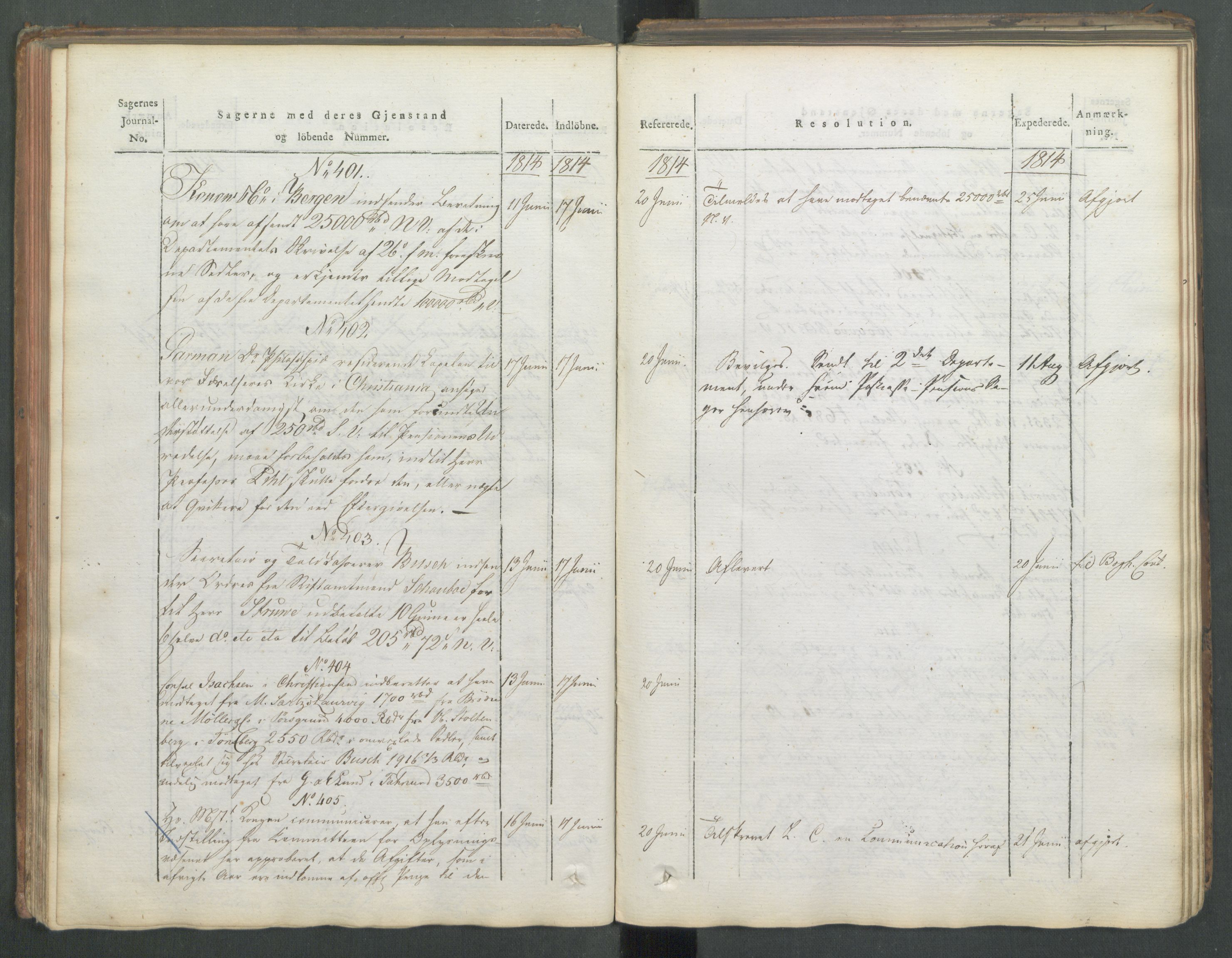 Departementene i 1814, RA/S-3899/Fa/L0008: 1. byrå - Journal B, 1814, s. 89