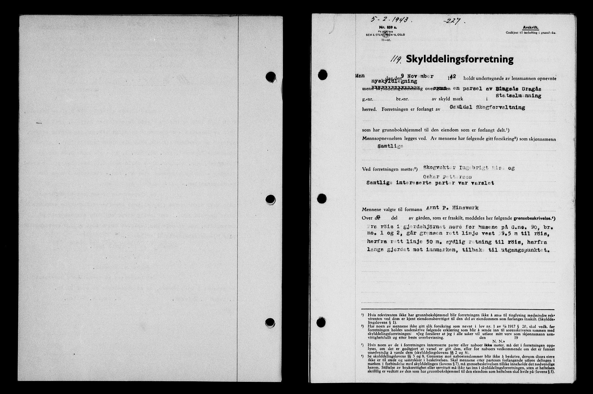 Gauldal sorenskriveri, SAT/A-0014/1/2/2C/L0056: Pantebok nr. 61, 1942-1943, Dagboknr: 119/1943