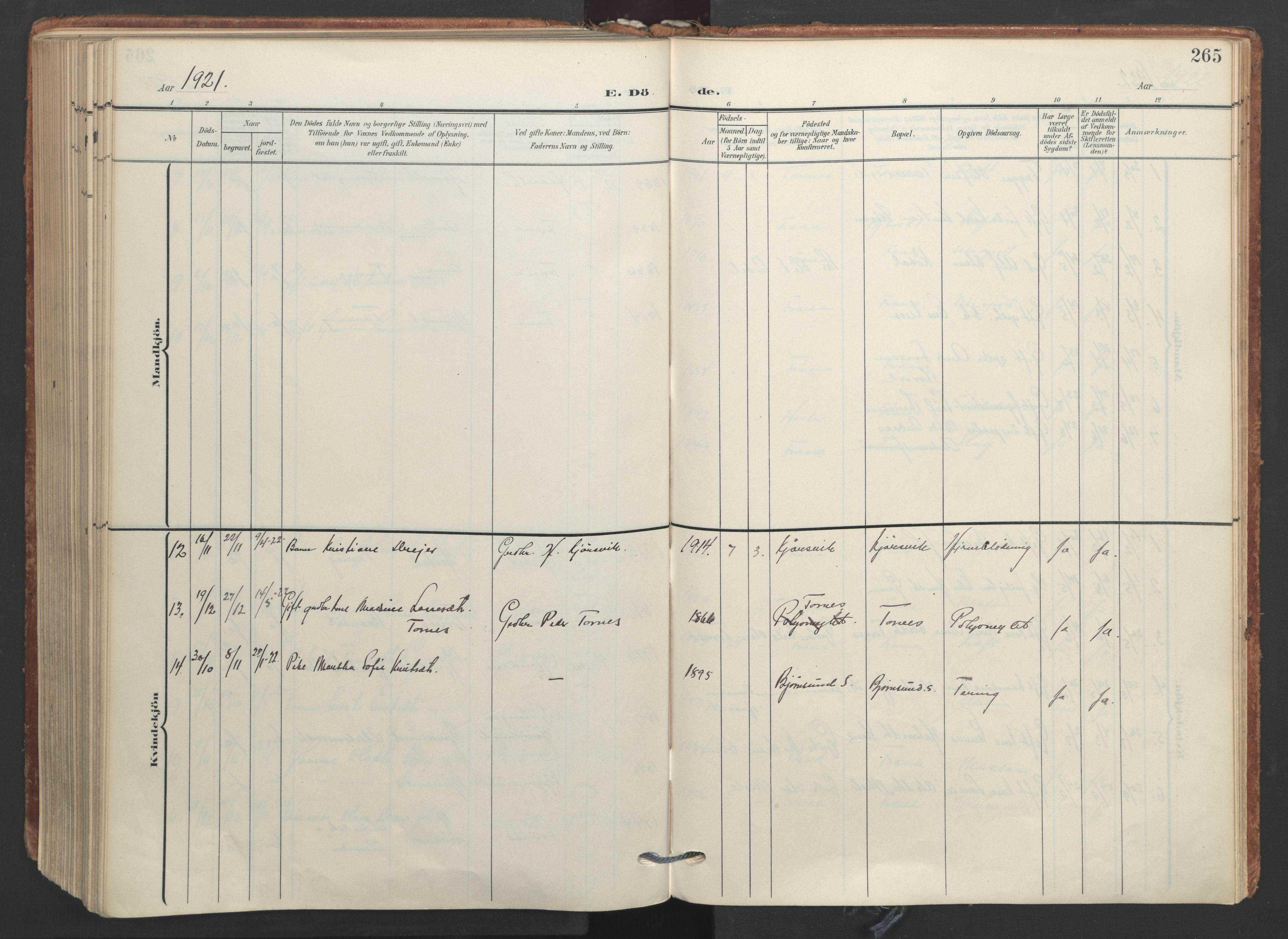 Ministerialprotokoller, klokkerbøker og fødselsregistre - Møre og Romsdal, AV/SAT-A-1454/565/L0751: Ministerialbok nr. 565A05, 1905-1979, s. 265
