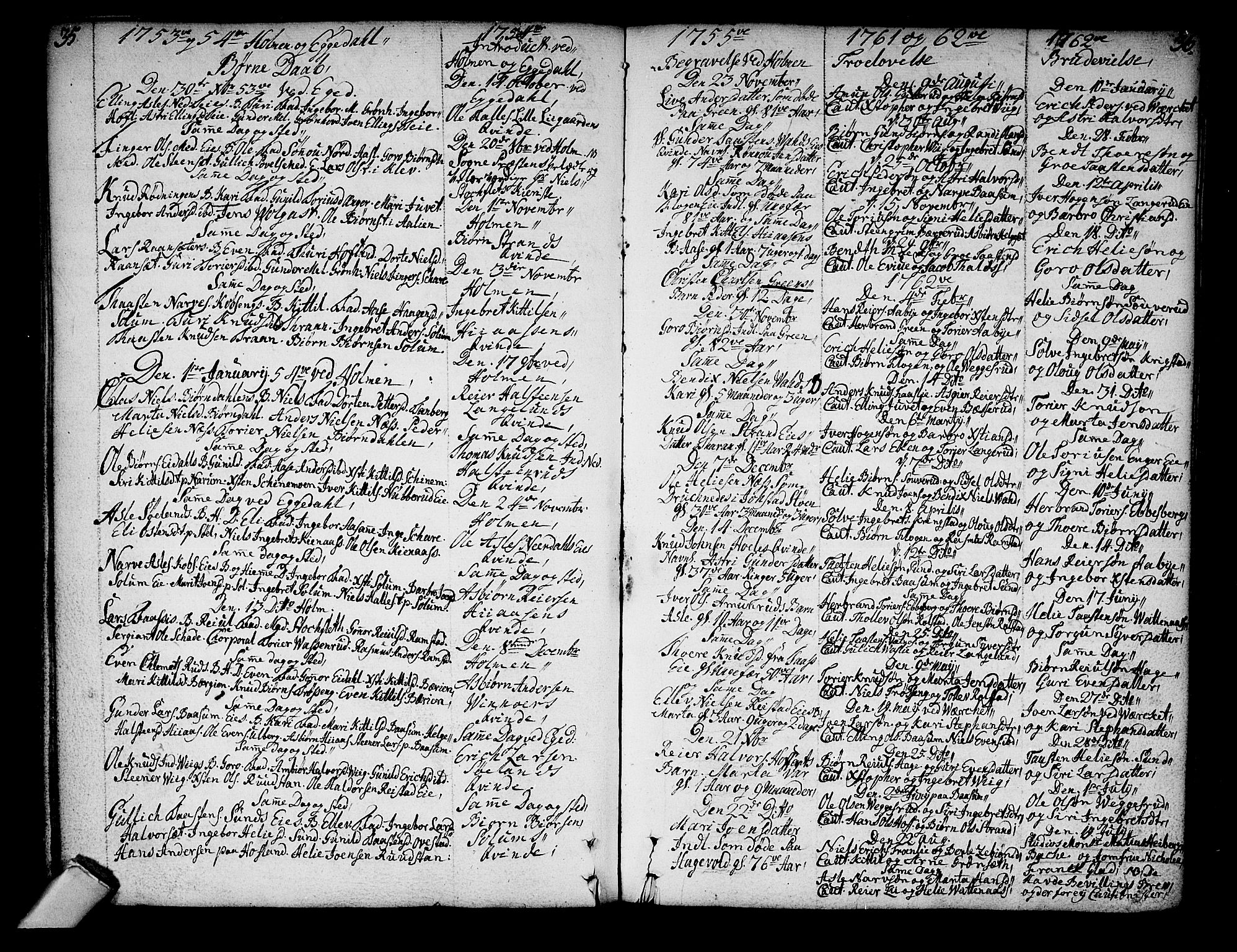 Sigdal kirkebøker, AV/SAKO-A-245/F/Fa/L0001: Ministerialbok nr. I 1, 1722-1777, s. 35-36