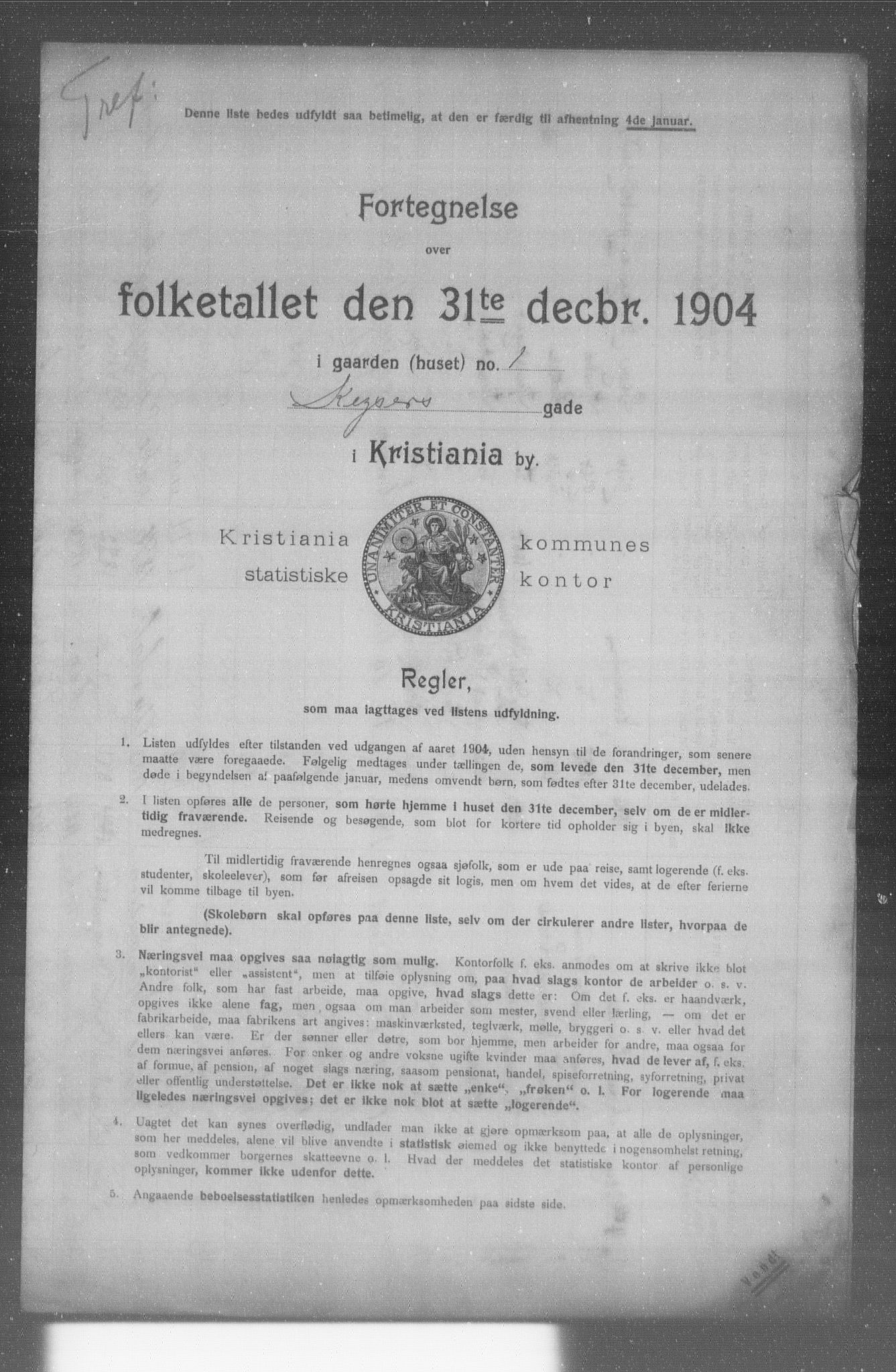 OBA, Kommunal folketelling 31.12.1904 for Kristiania kjøpstad, 1904, s. 9496